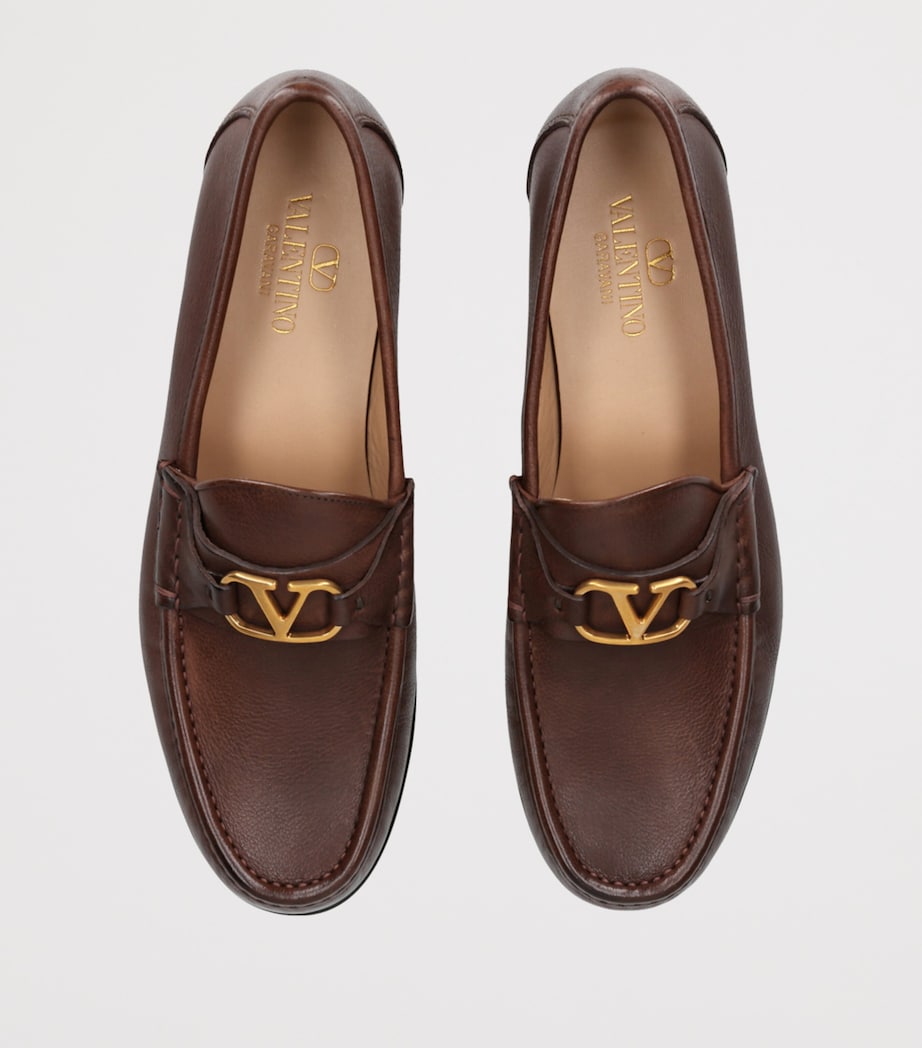 Leather VLogo Loafers MID BROWN Image 4