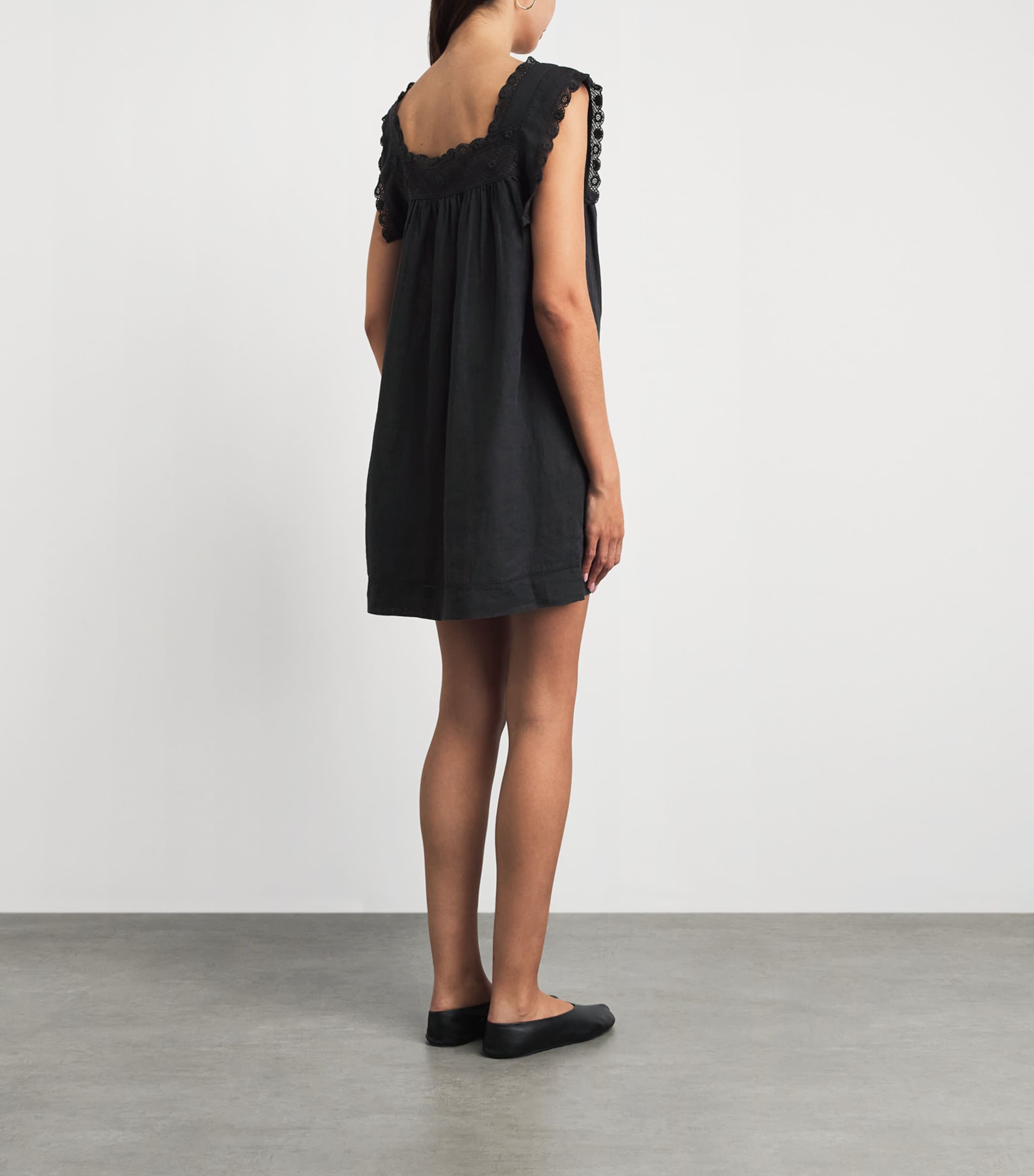 DÔEN Womens Organic Cotton Almadia Mini Dress Black Image 4