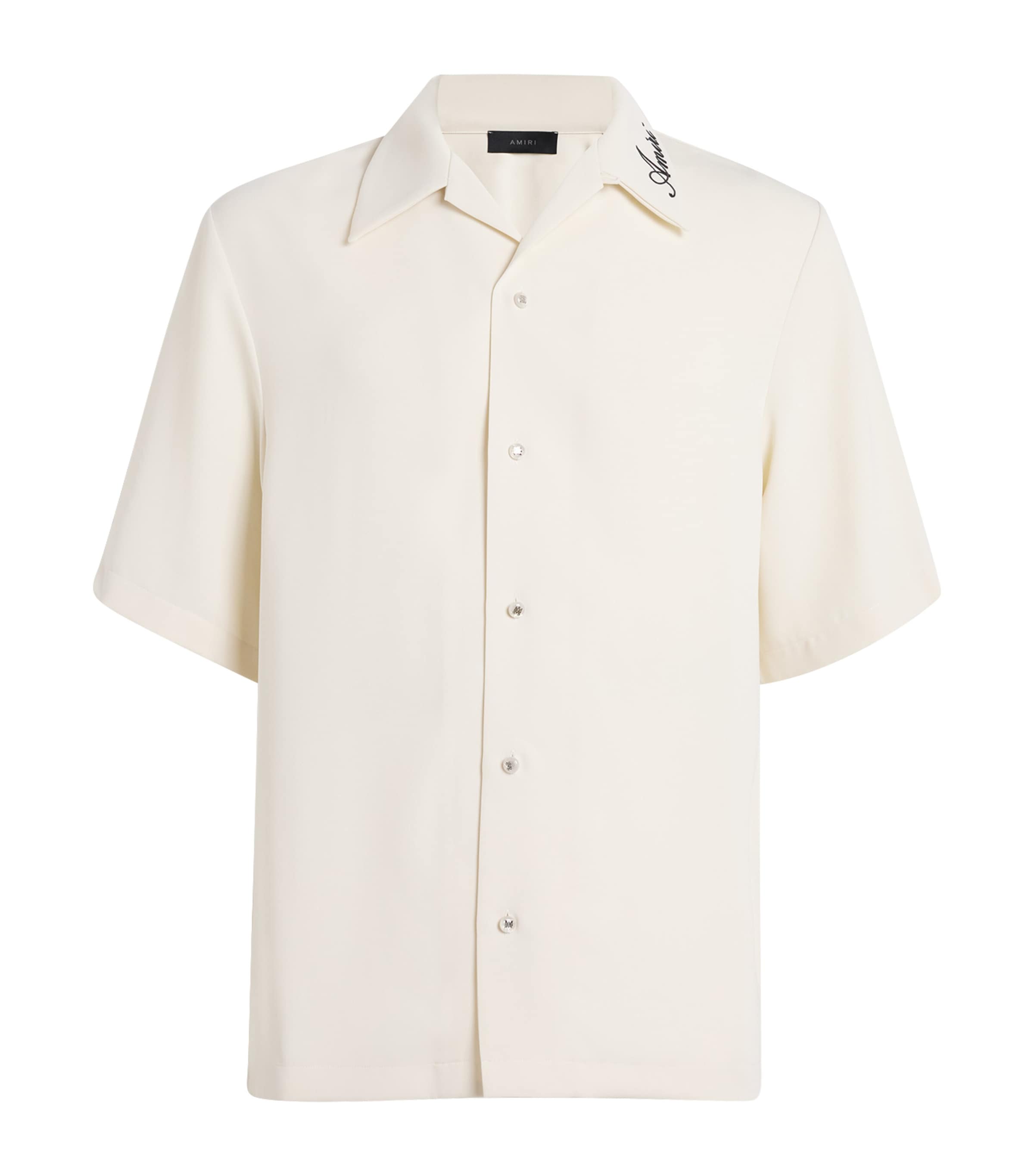 AMIRI Mens Embroidered Logo Short-Sleeve Shirt Alabaster Image 1