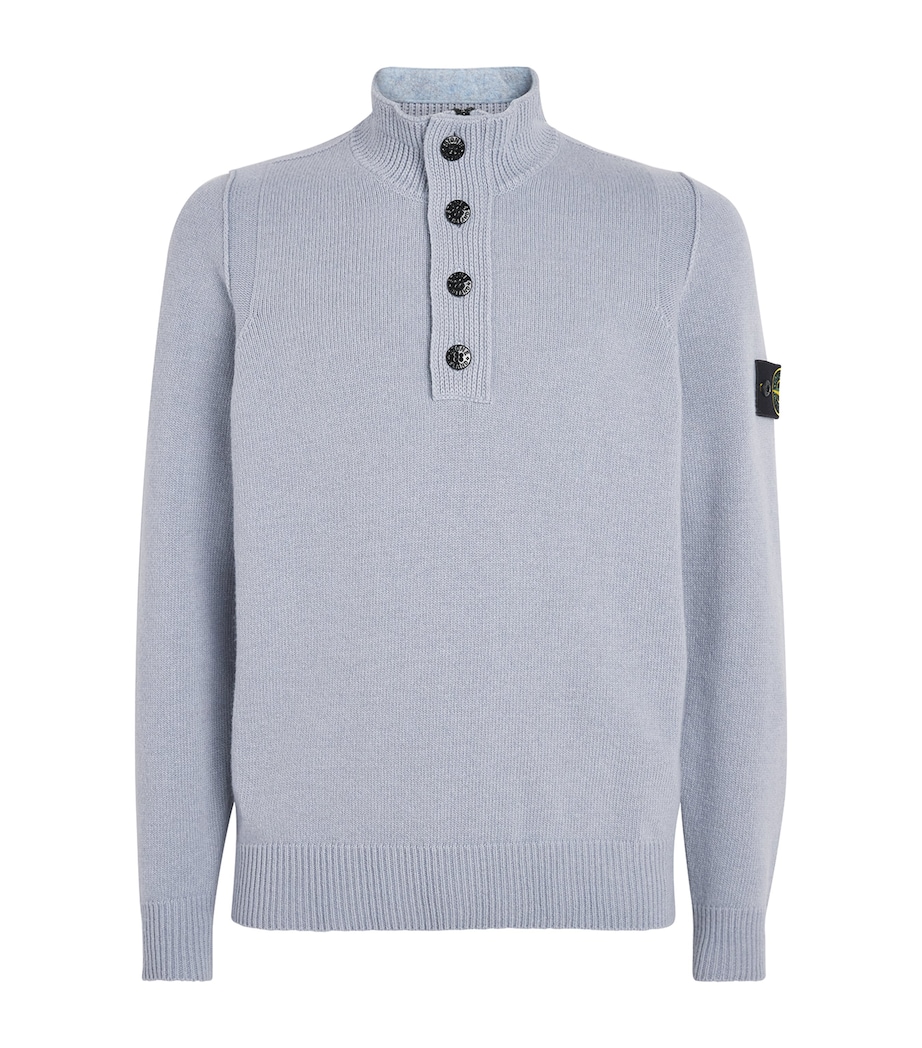 Stone Island Mens Wool-Blend Button-Up Sweater Image 1