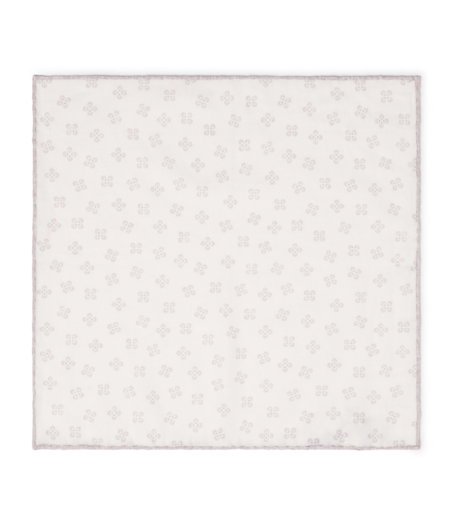 Eleventy Cotton-Wool Printed Pocket Square Avorio E Cipria Image 1