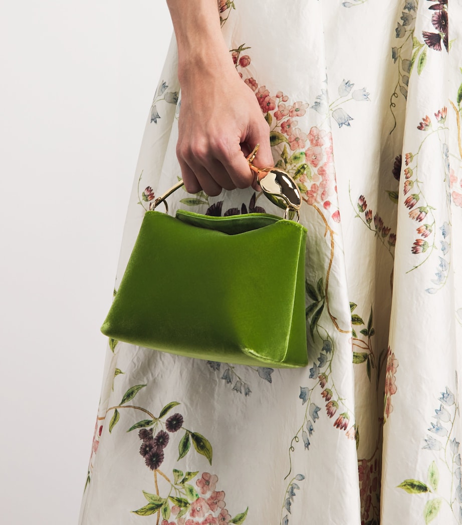 Erdem Mini Velvet Bloom Top-Handle Bag Cactus Image 2