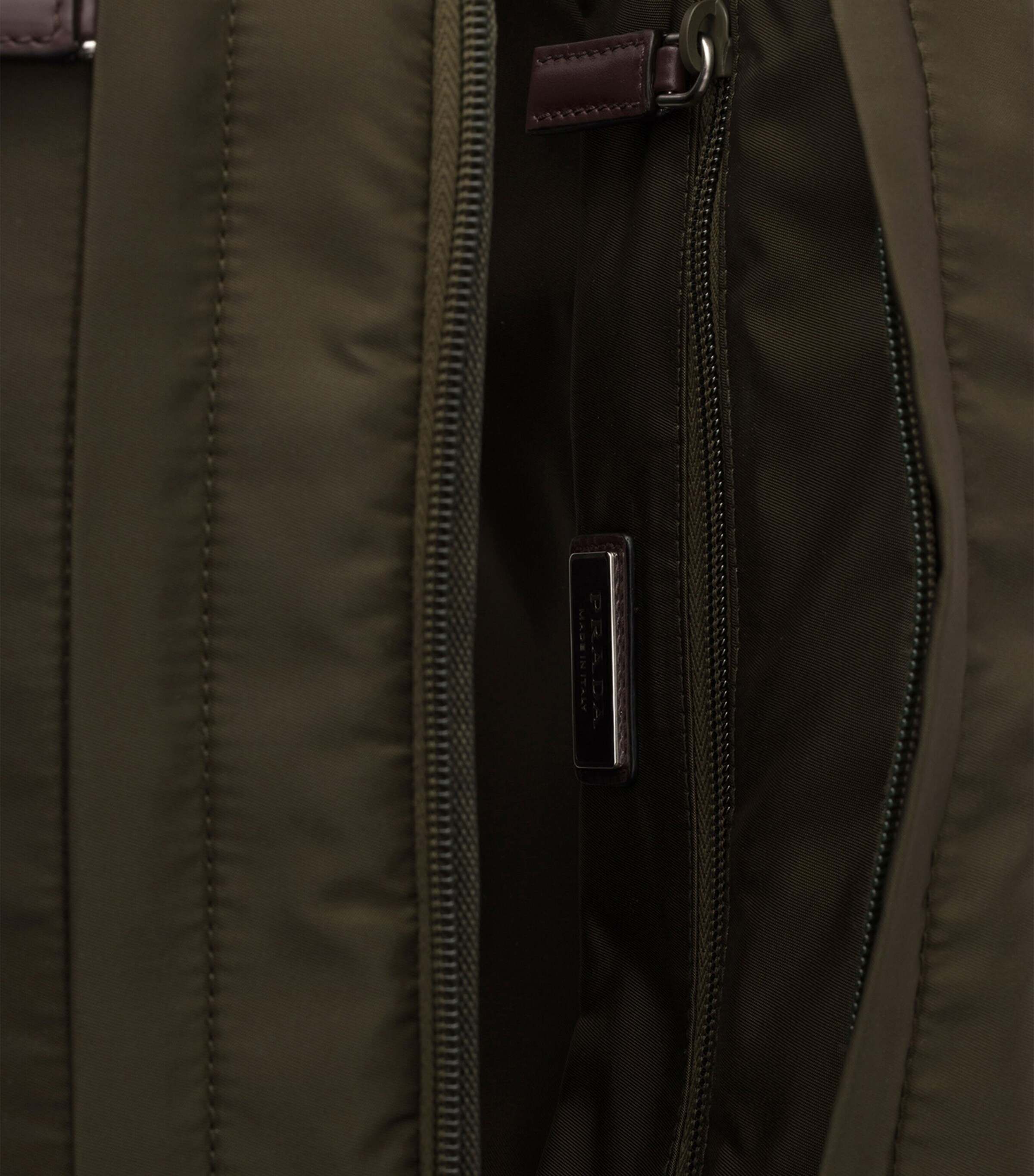 Re-Nylon and Leather Drawstring Backpack F0334 Image 5