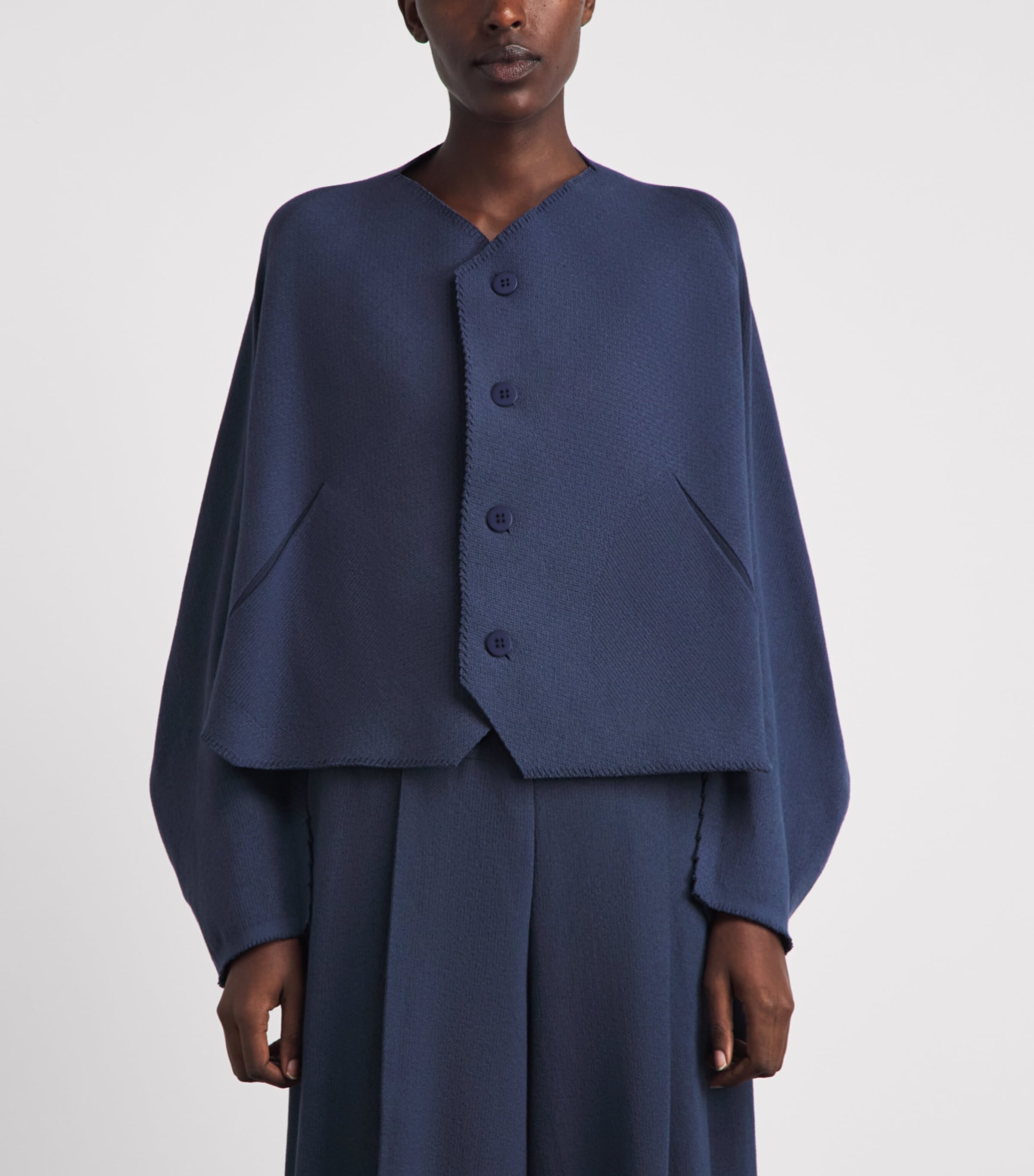 Issey Miyake Womens Campagne Cardigan Dark Navy Image 4