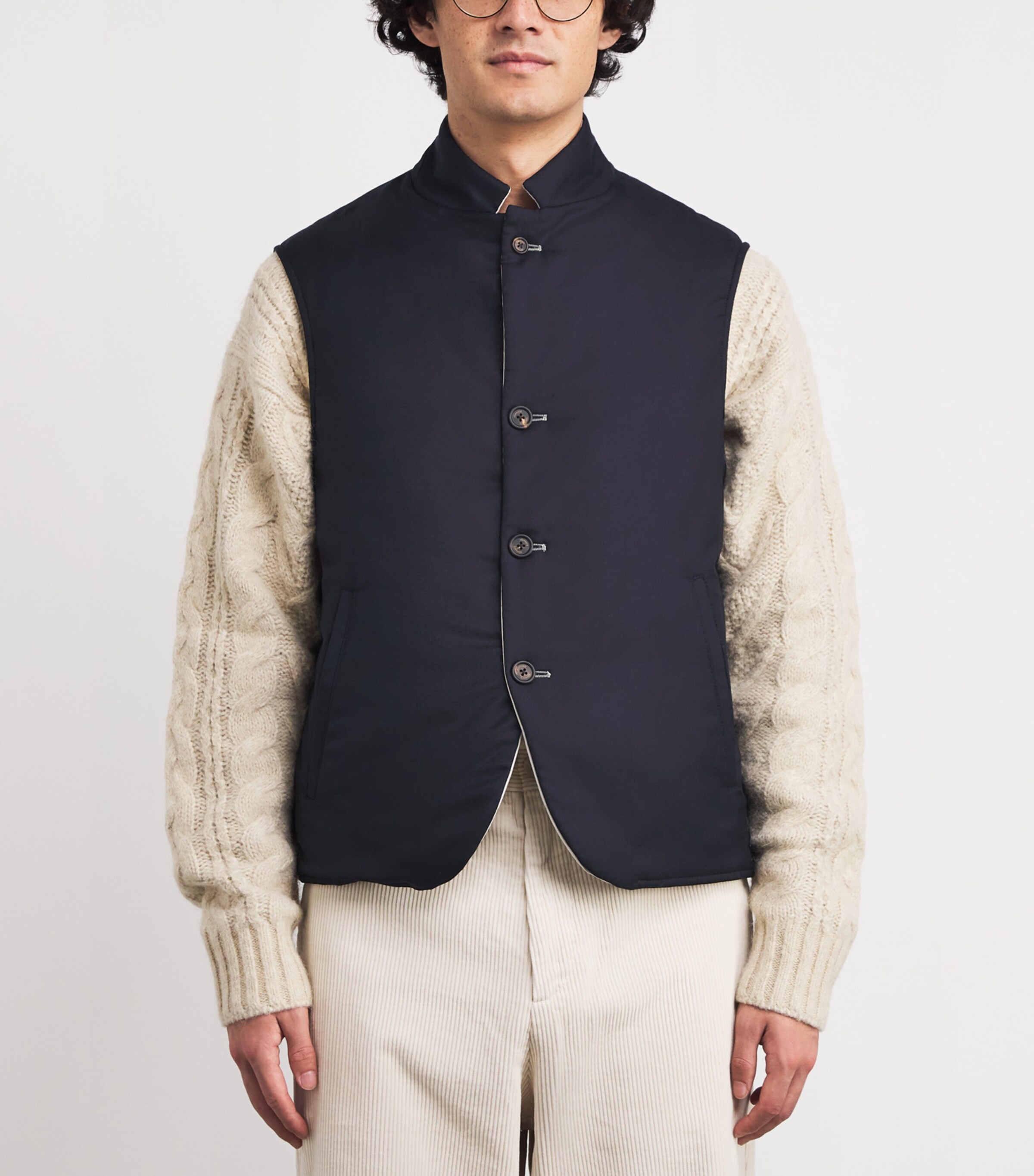 Cashmere-Silk Reversible Gilet BLU, SABBIA Image 3