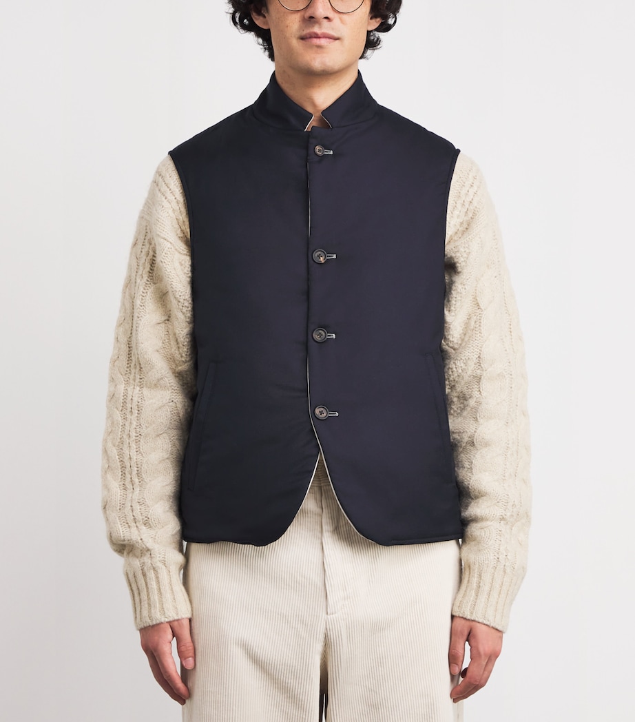 Cashmere-Silk Reversible Gilet BLU, SABBIA Image 3