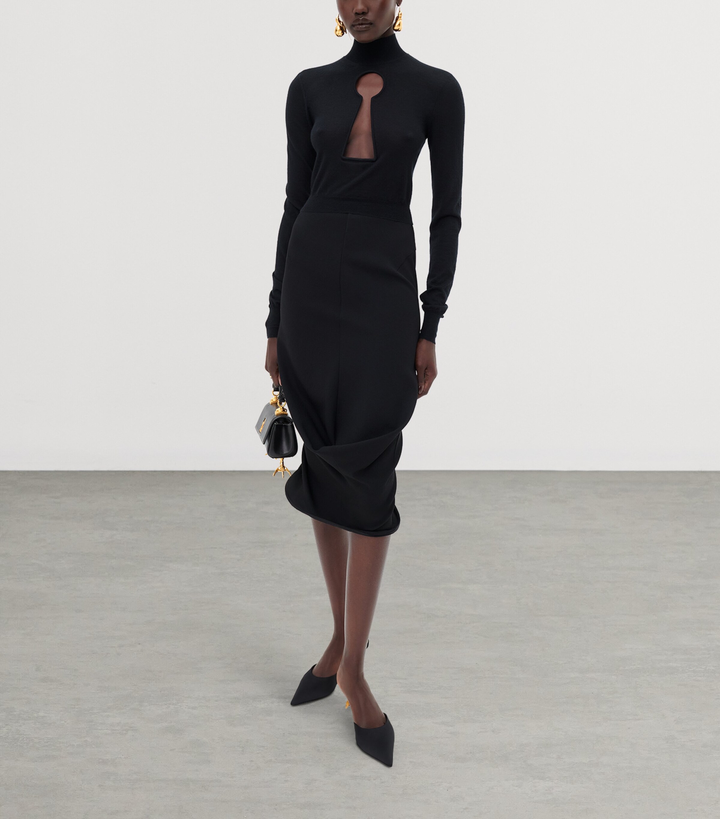 Schiaparelli Womens Cashmere Keyhole Sweater Black Image 2