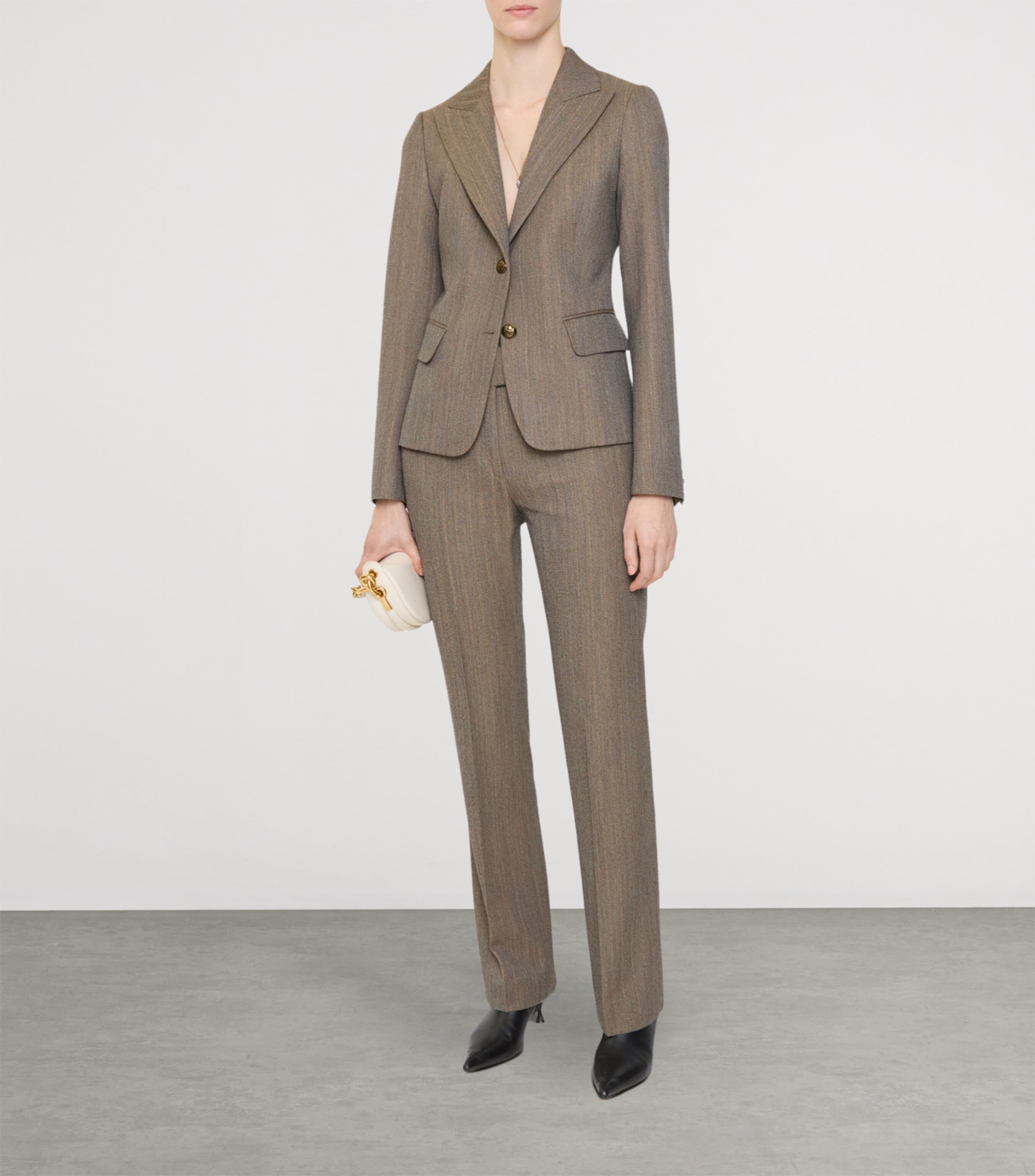 Mouliné Wool Striped Tailored Trousers COFFEE BROWN MELANGE Image 2