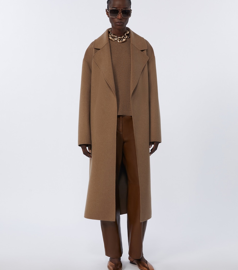 Max Mara Womens Virgin Wool Belted Coat Camel Image 3