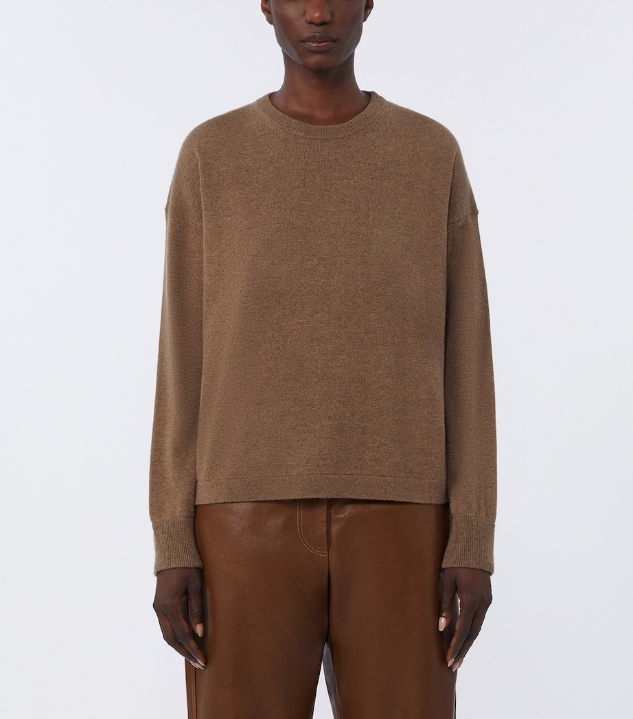 Max Mara Womens Virgin Wool-Cashmere Sweater Mud Image 3