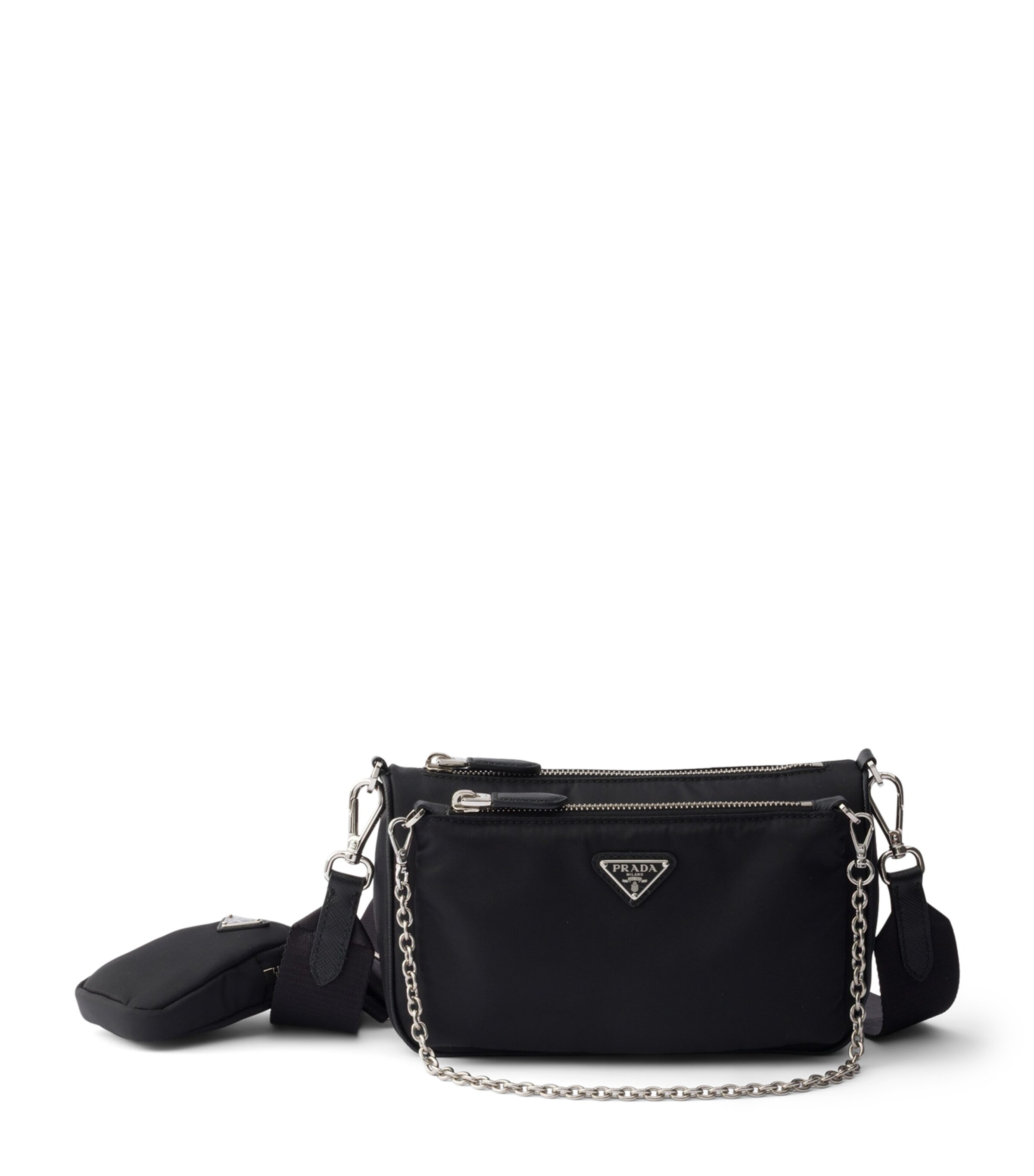Prada Mini Re-Nylon-Leather Shoulder Bag Black Image 1