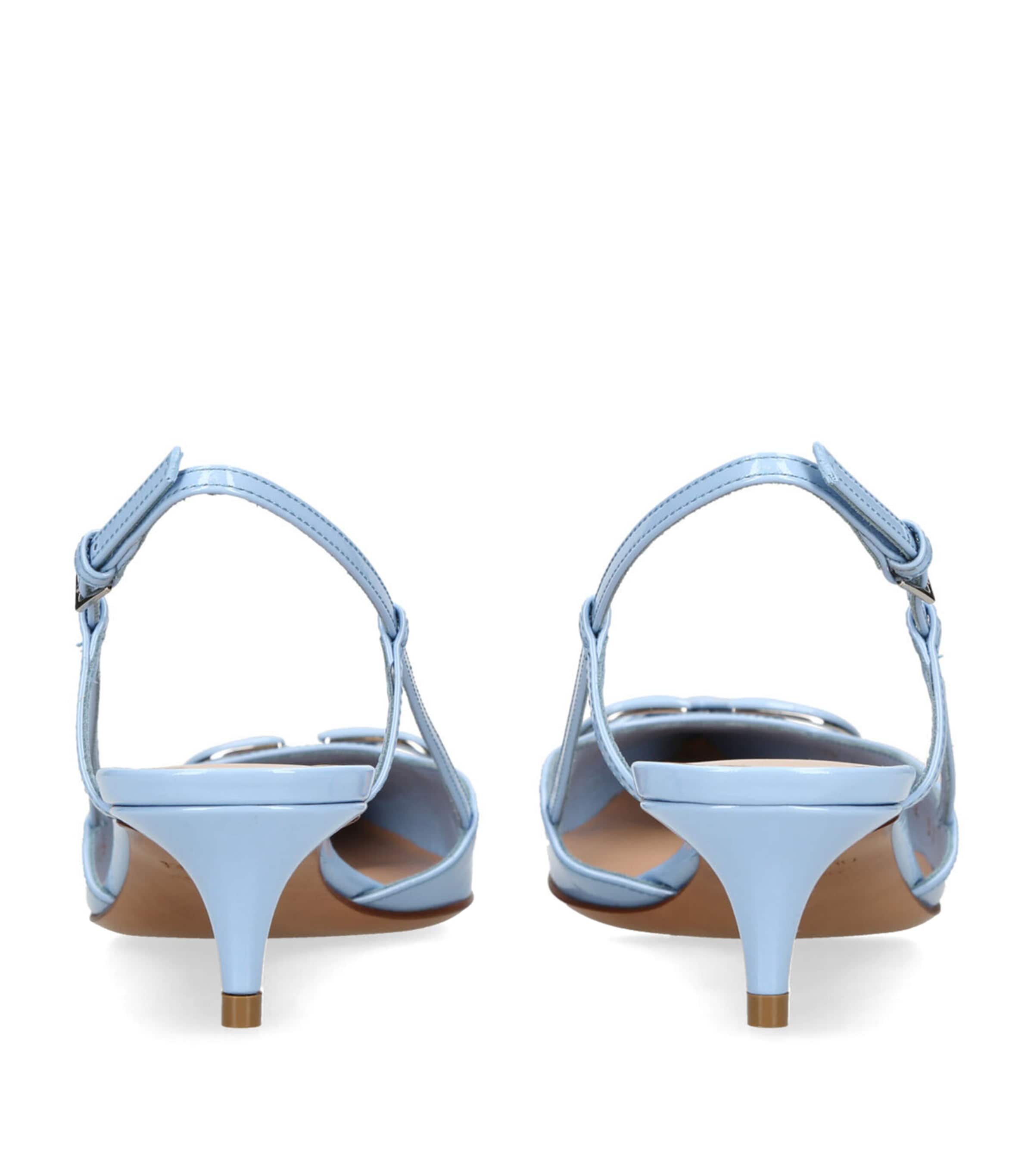 Valentino Garavani Blue Patent Leather VLOGO Slingback Heels 40