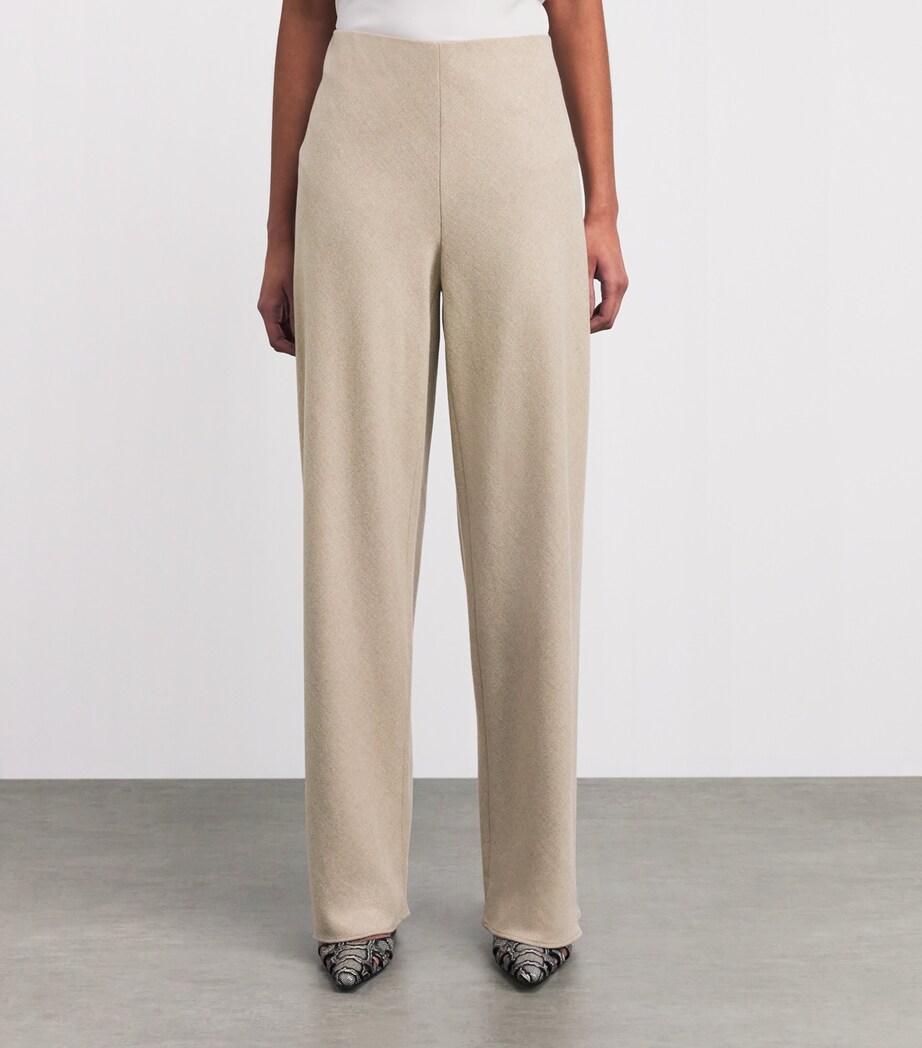 Vince Womens Wool-Blend Wide-Leg Trousers Oatmeal Image 4