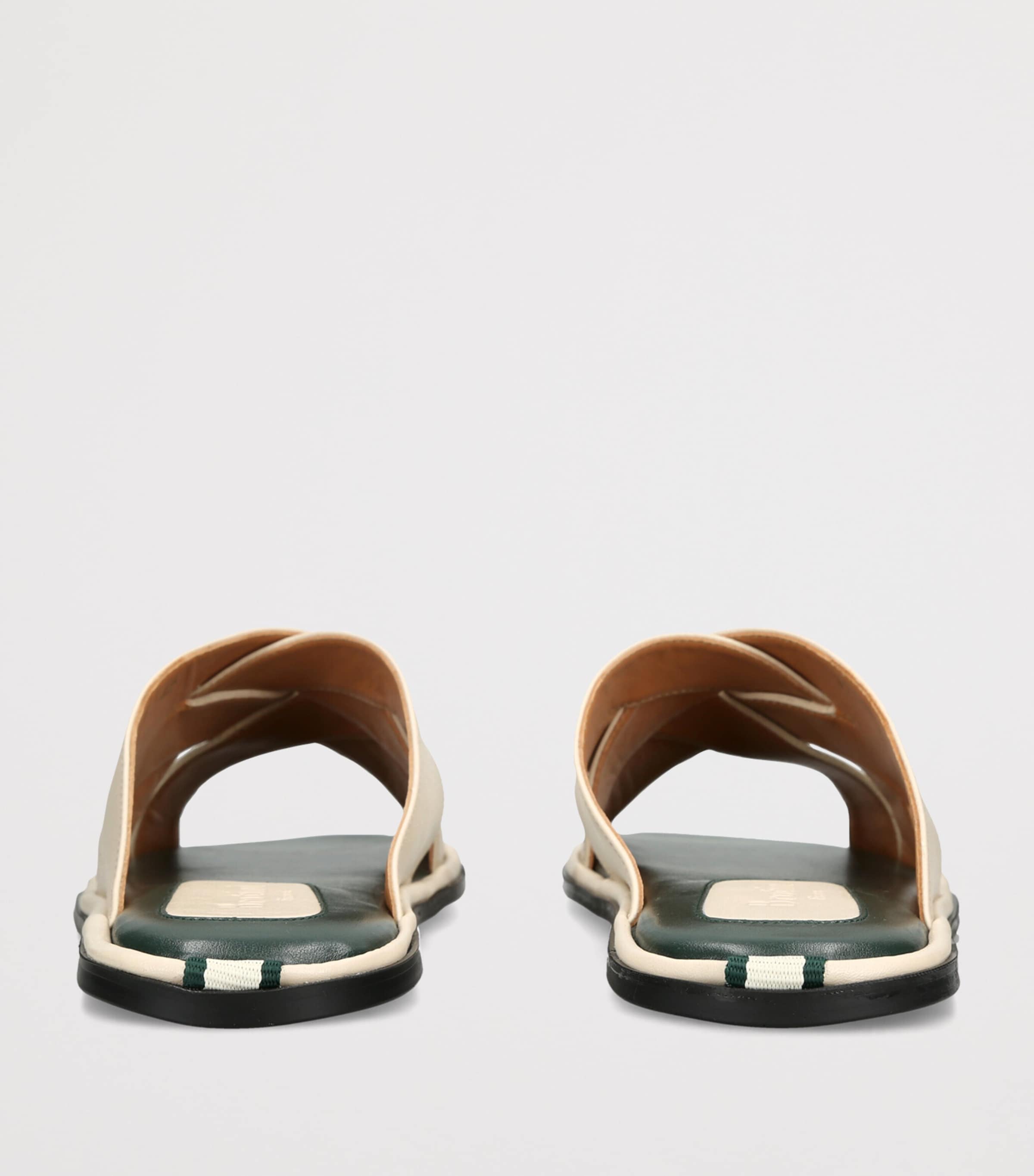 Brotini Leather Cross-Strap Sandals Cream Image 4