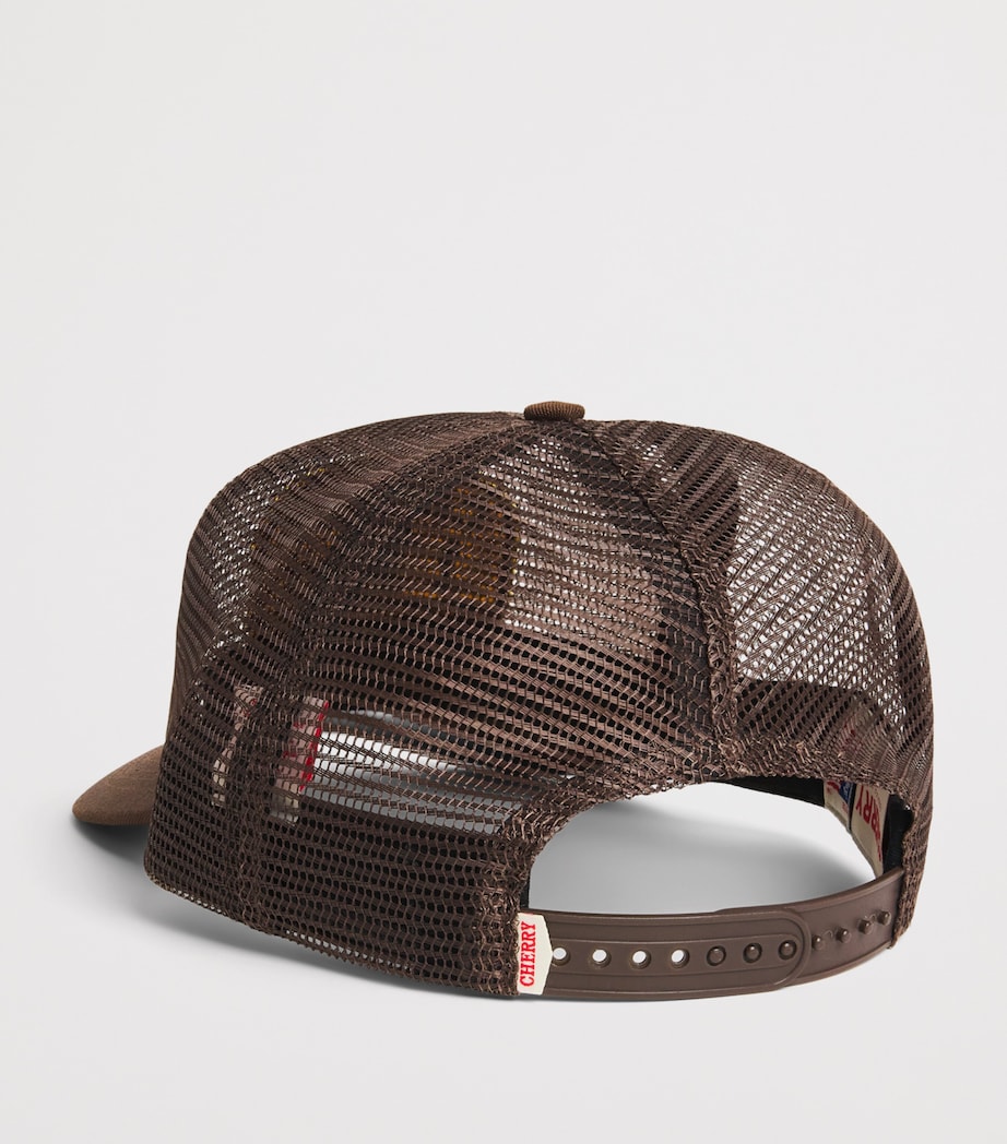 Cherry Los Angeles Mesh Patch Trucker Cap Brown Image 3