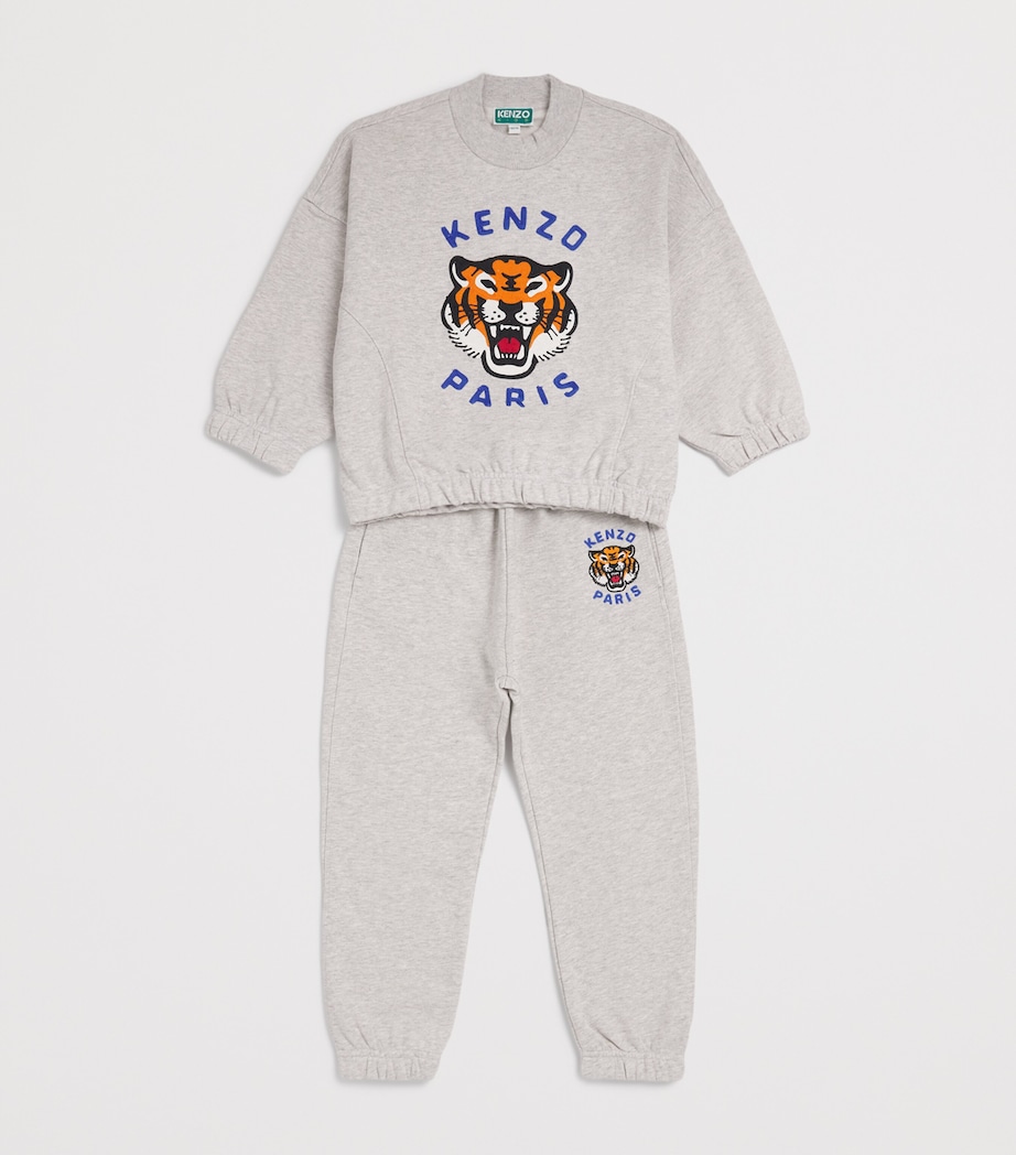 Cotton-Blend Tiger Logo Sweatpants (2-14 Years) A16LGHT HEATHER GRAY Image 3