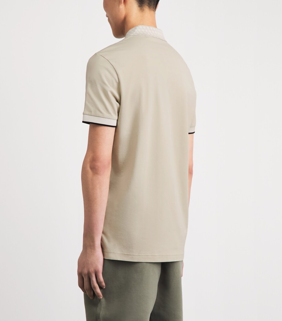 BOSS Mens Cotton Contrast-Collar Polo Shirt Light Beige Image 5