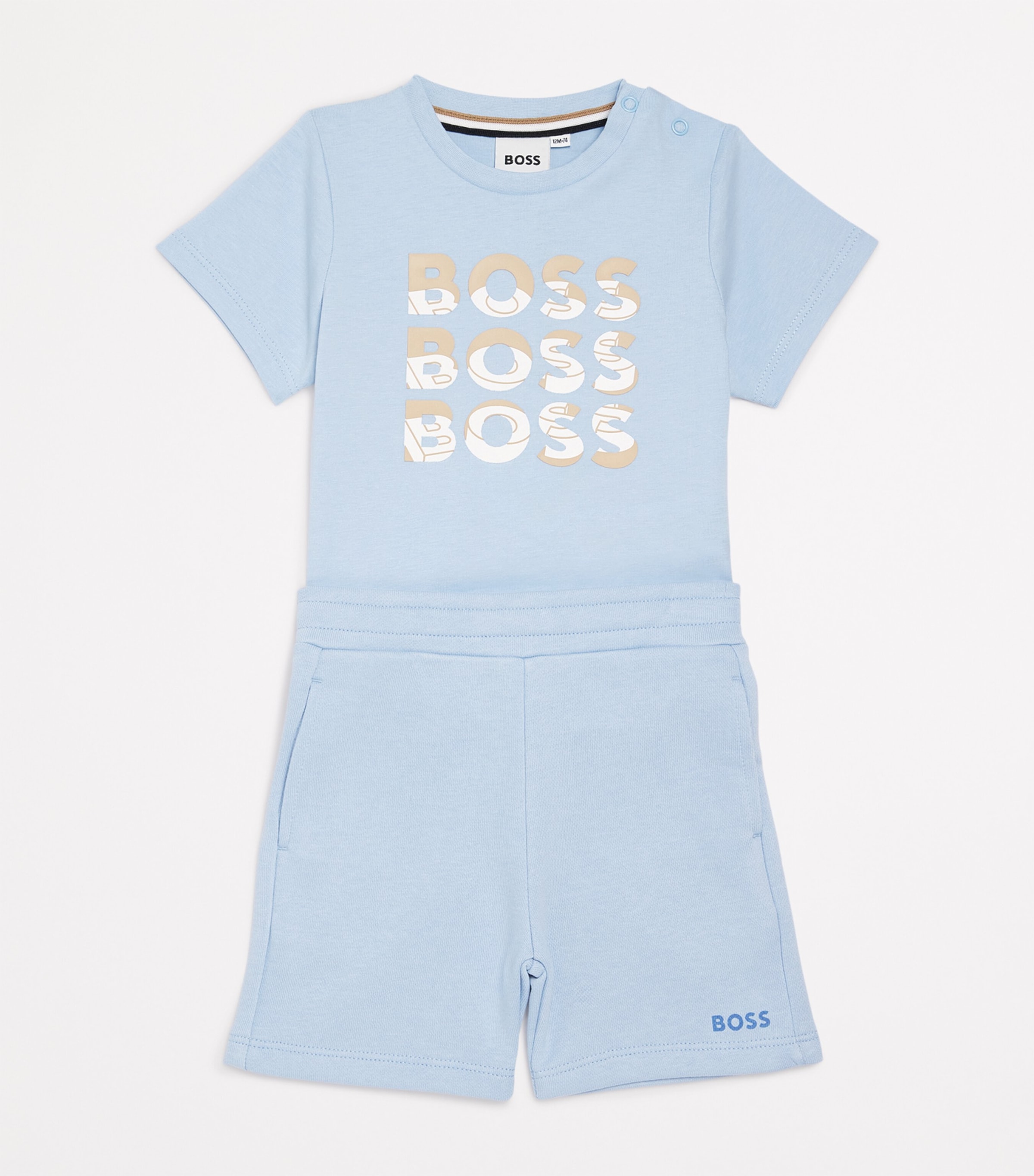 BOSS Kidswear Stretch-Cotton Logo Sweatshorts (3-18 Months) Persian Blue Image 3