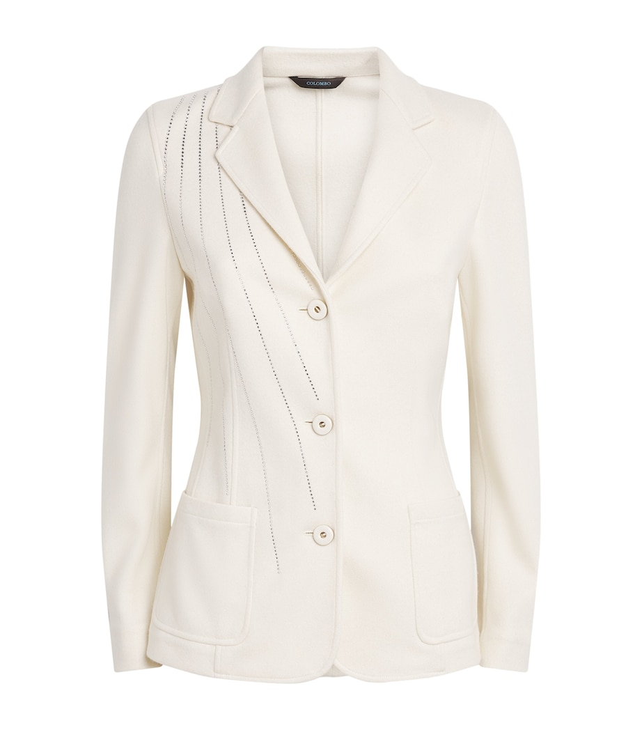 Colombo Womens Cashmere-Silk Embellished Blazer White Image 1