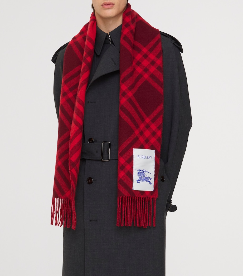 Cashmere Check Scarf OXBLOOD RED Image 6