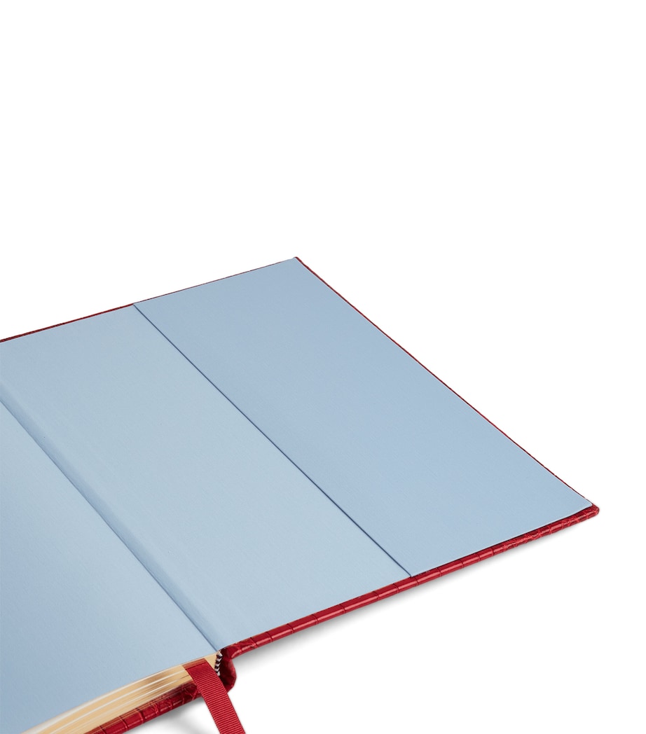 Croc-Embossed Leather Kings Desk Diary RED Image 4