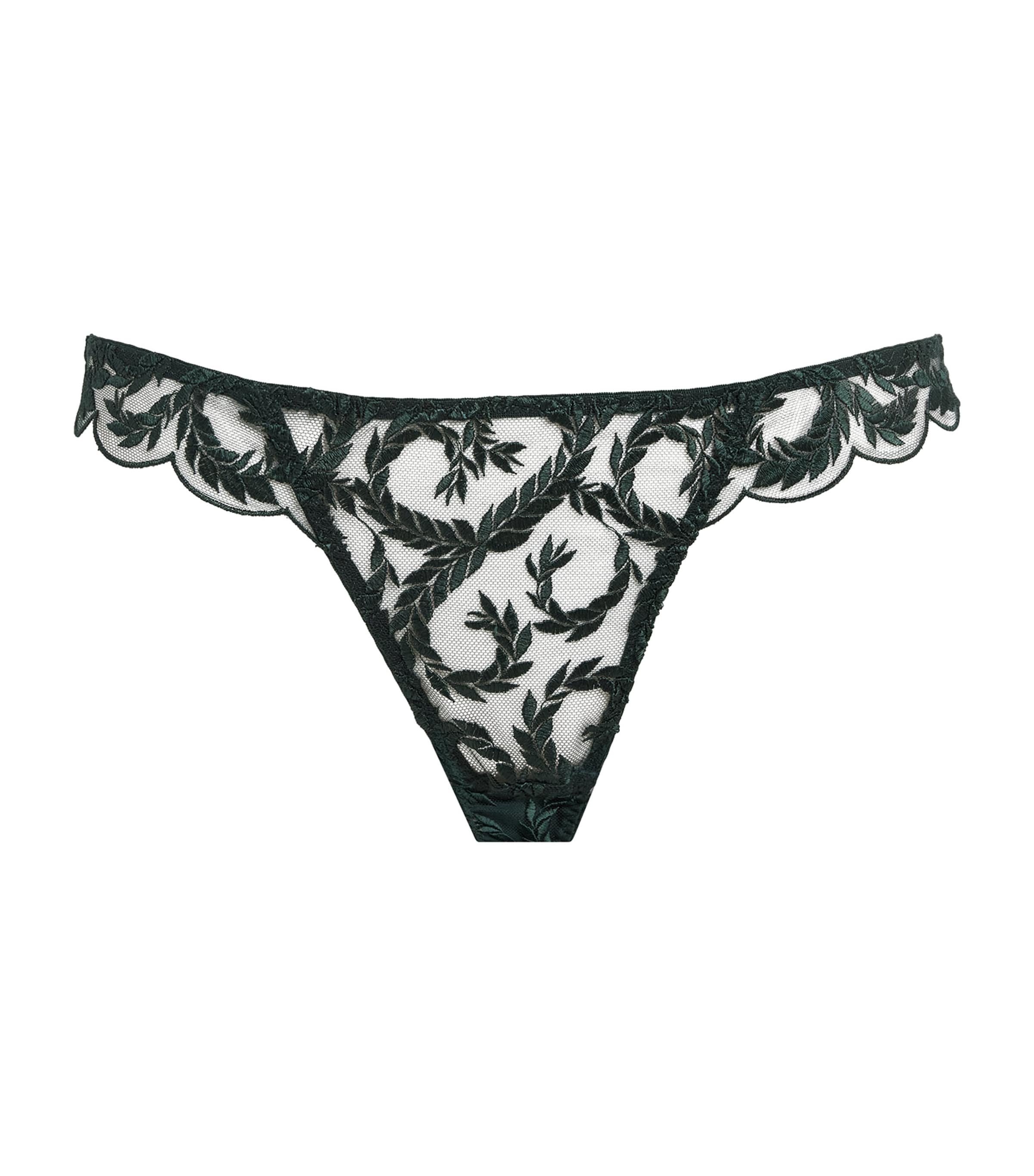 Coco De Mer Womens Lace Arletta Brazilian Briefs Emerald Image 1