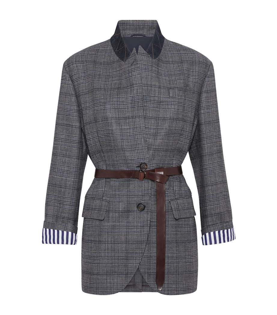 Virgin Wool Prince of Wales Check Belted Blazer C4227 Image 1