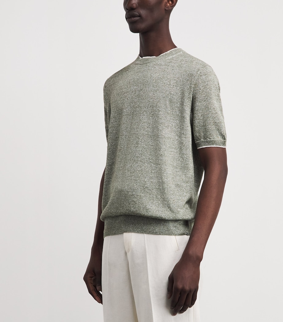 Fioroni Cashmere Mens Linen-Cotton T-Shirt Verde Image 4
