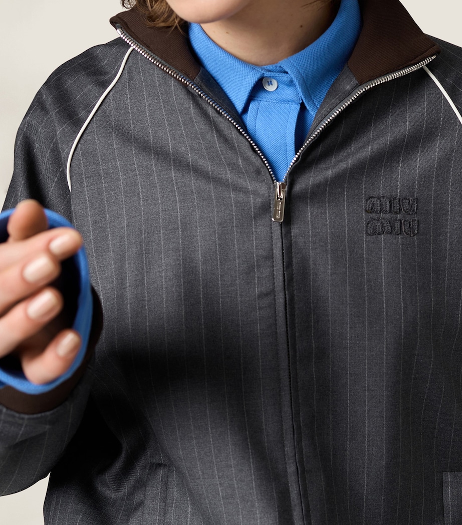 Wool Pinstripe Bomber Jacket F0480 Image 5