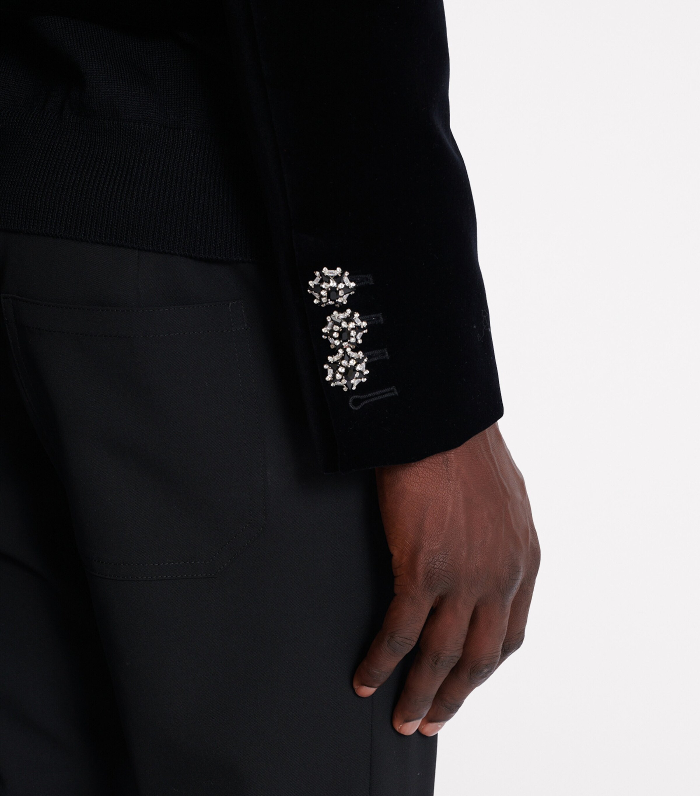 Velvet Embroidered Cropped Jacket EAW NOIR/CRISTAL Image 8