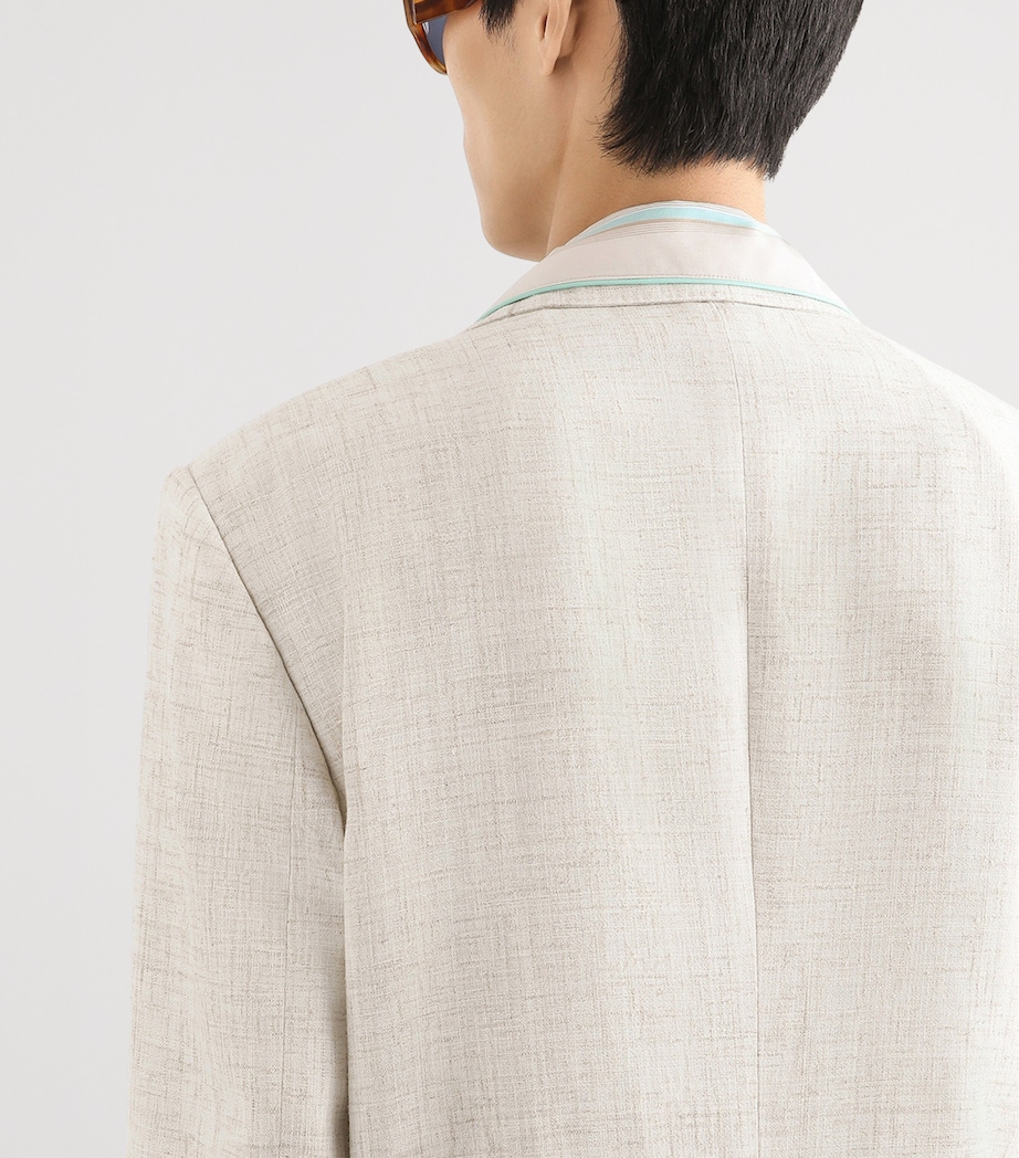 Dolce&Gabbana Mens Linen-Wool Tweed Blazer White Beige Ha Image 5