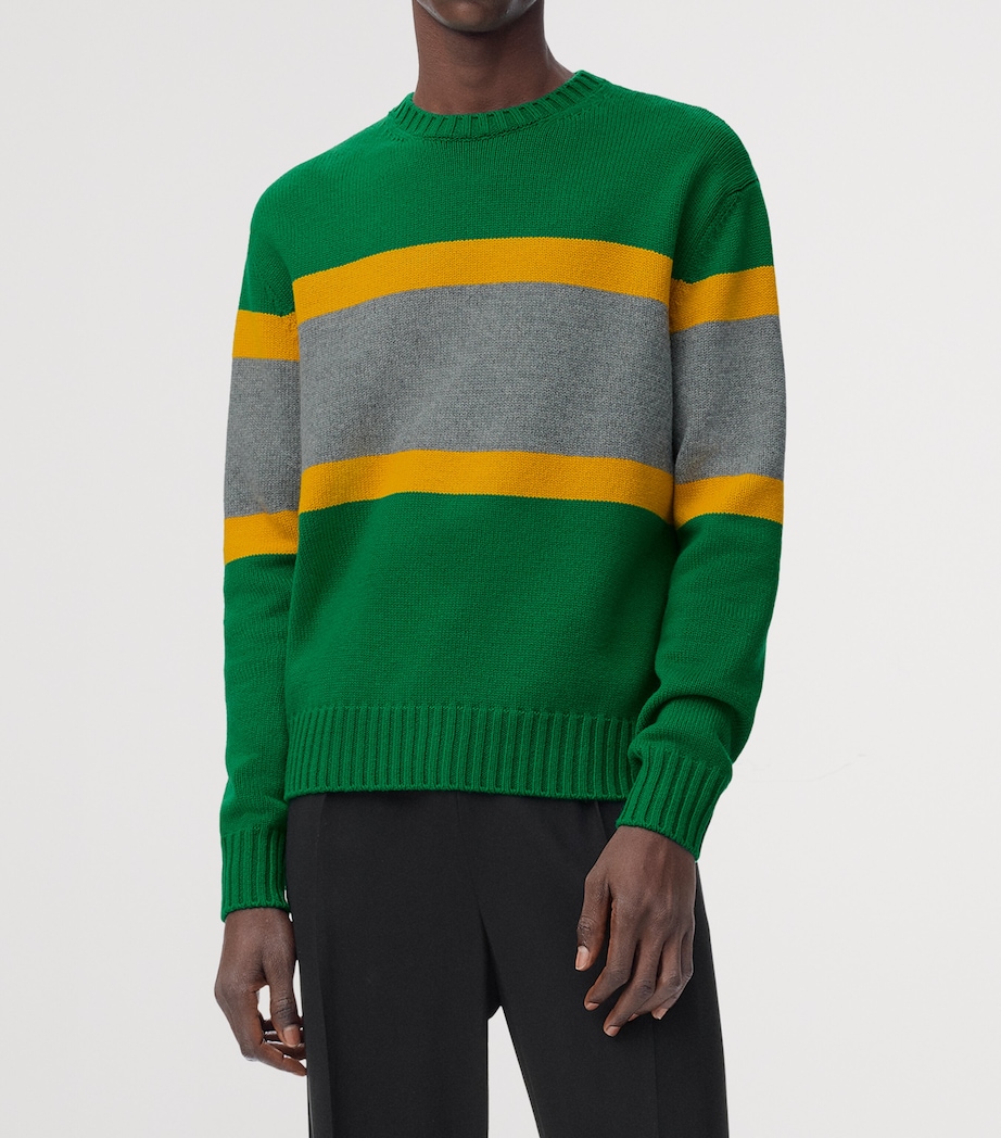 Wool Stripe Sweater GREEN/GREY Image 4