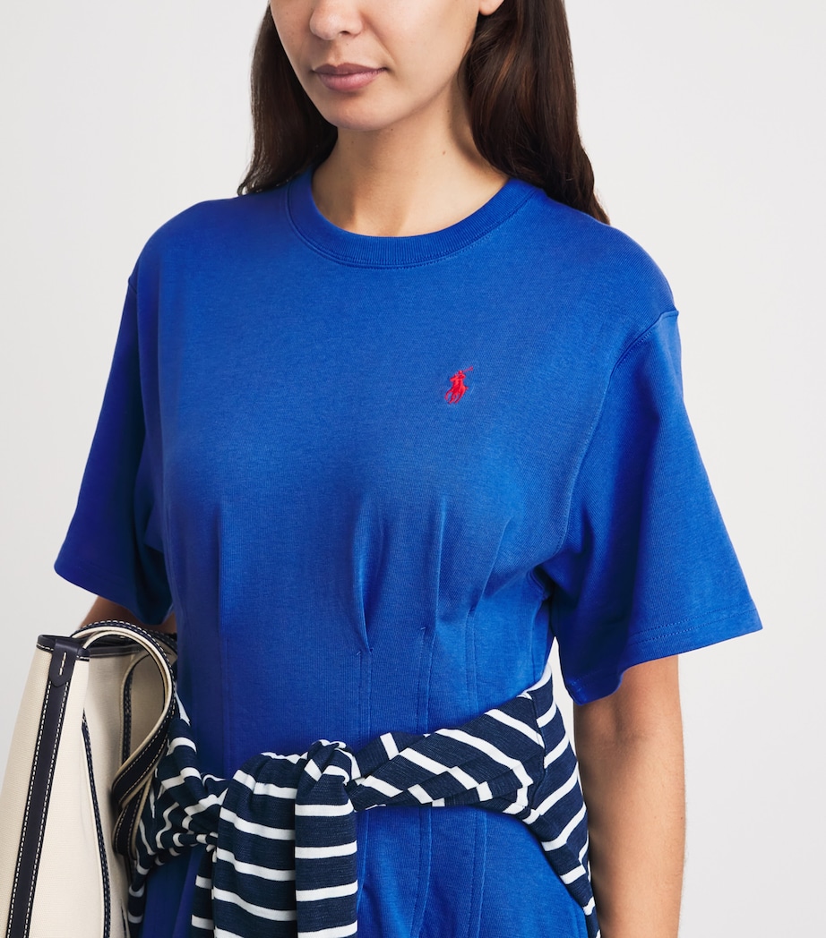 Polo Ralph Lauren Womens Cotton Shaped Mini T-Shirt Dress Gala Blue Image 3
