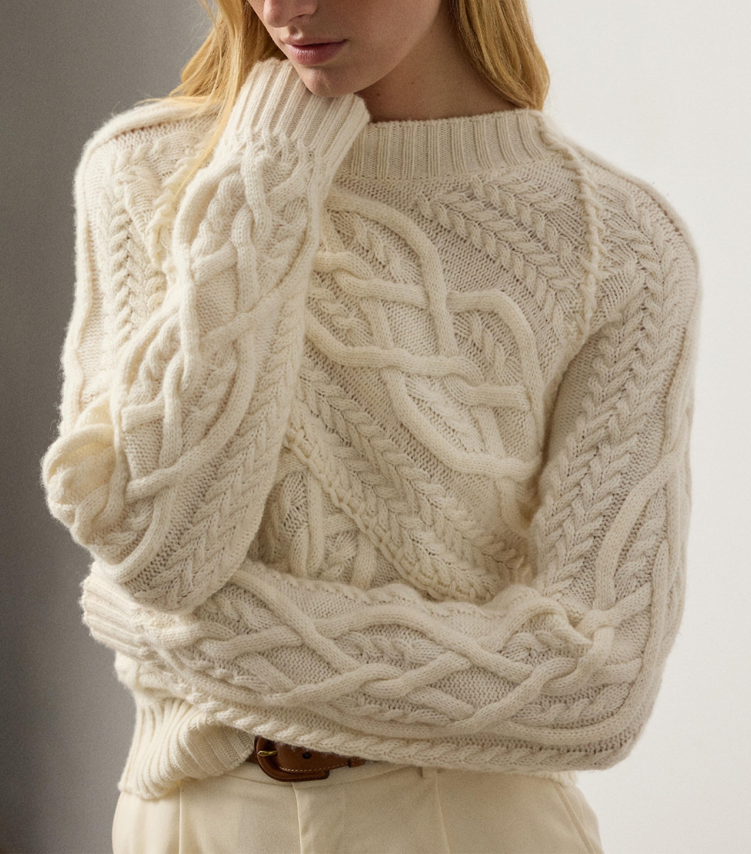 Cashmere Cable-Knit Sweater NATURAL-101 Image 5