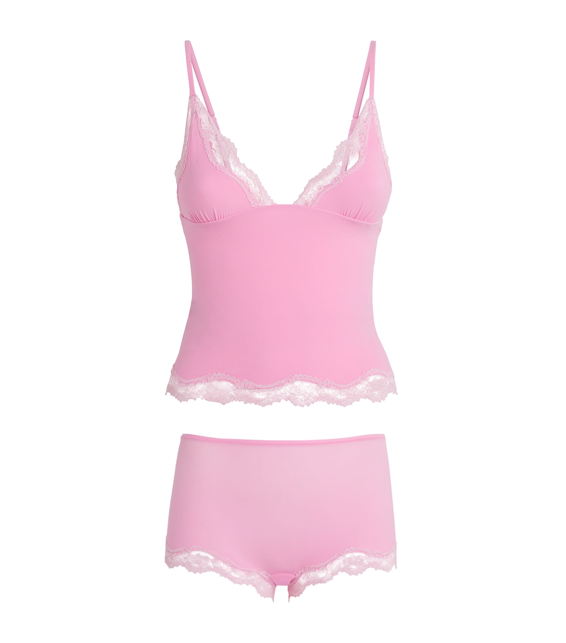 Skims Fits Everybody Lace-trim Cami And Shorts Set In Pink