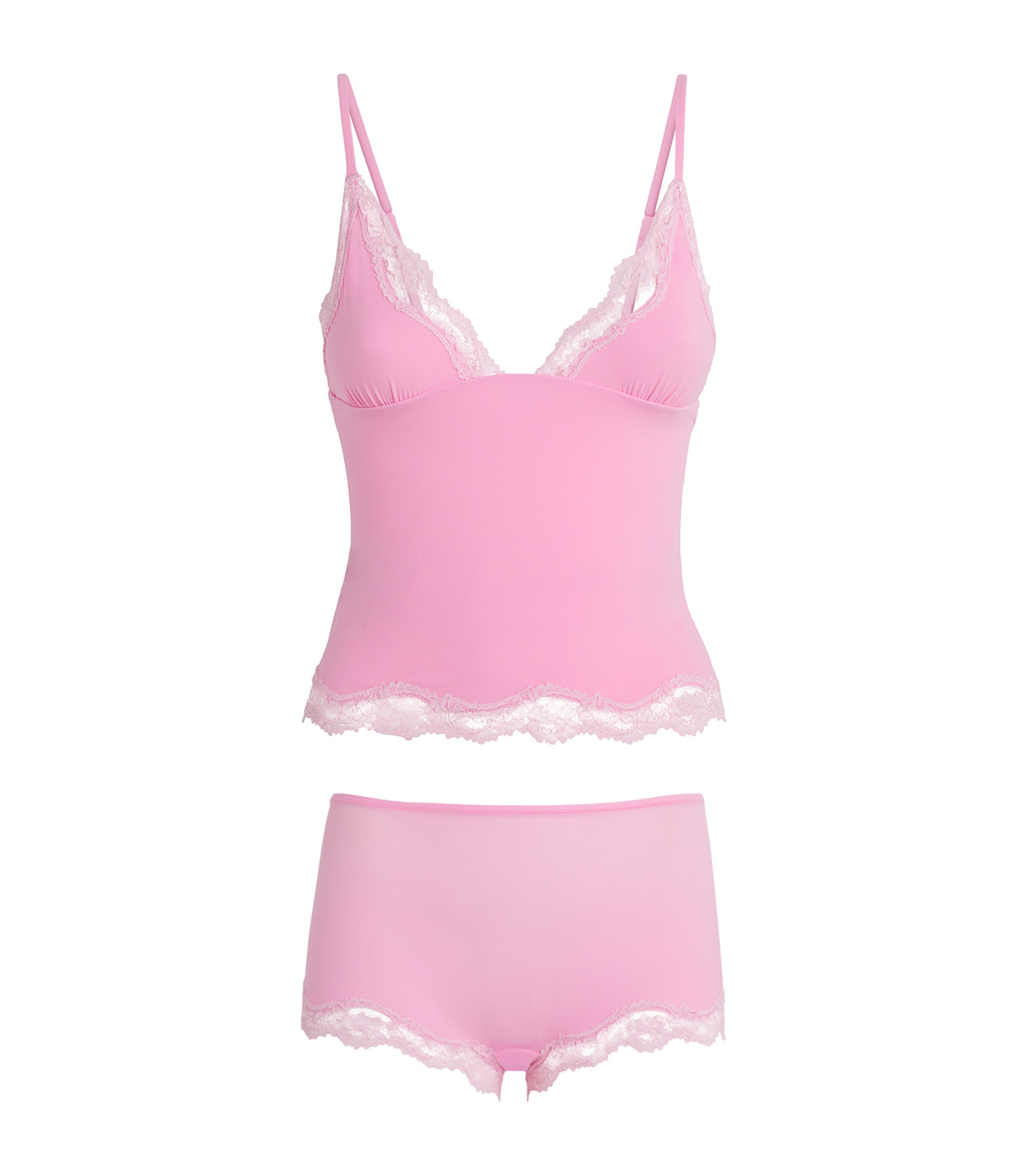 Skims Pink Fits Everybody Lace-Trim Cami and Shorts Set Harrods US