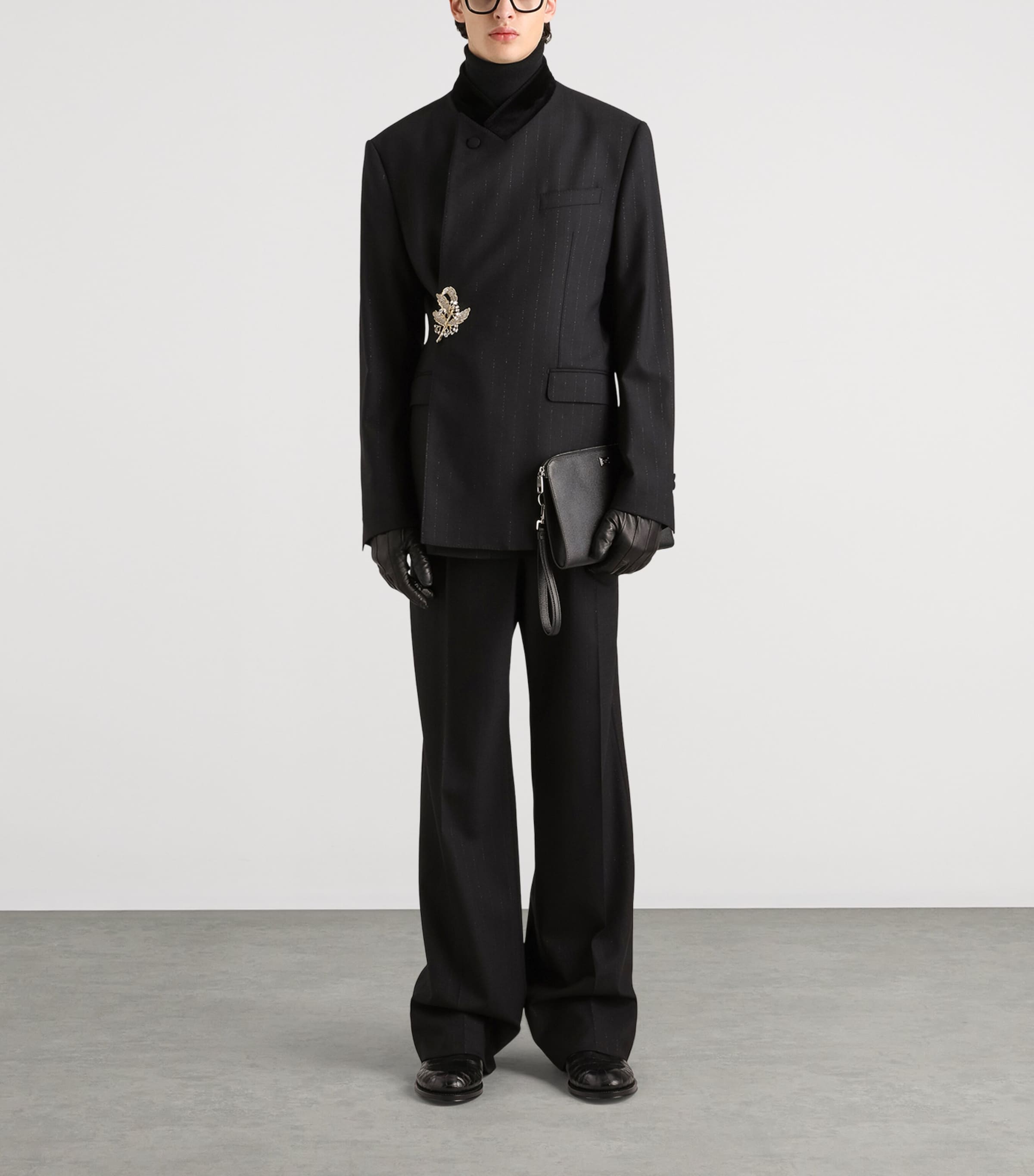 Dolce&Gabbana Mens Virgin Wool-Blend Pinstripe Tailored Trousers Striped Image 2