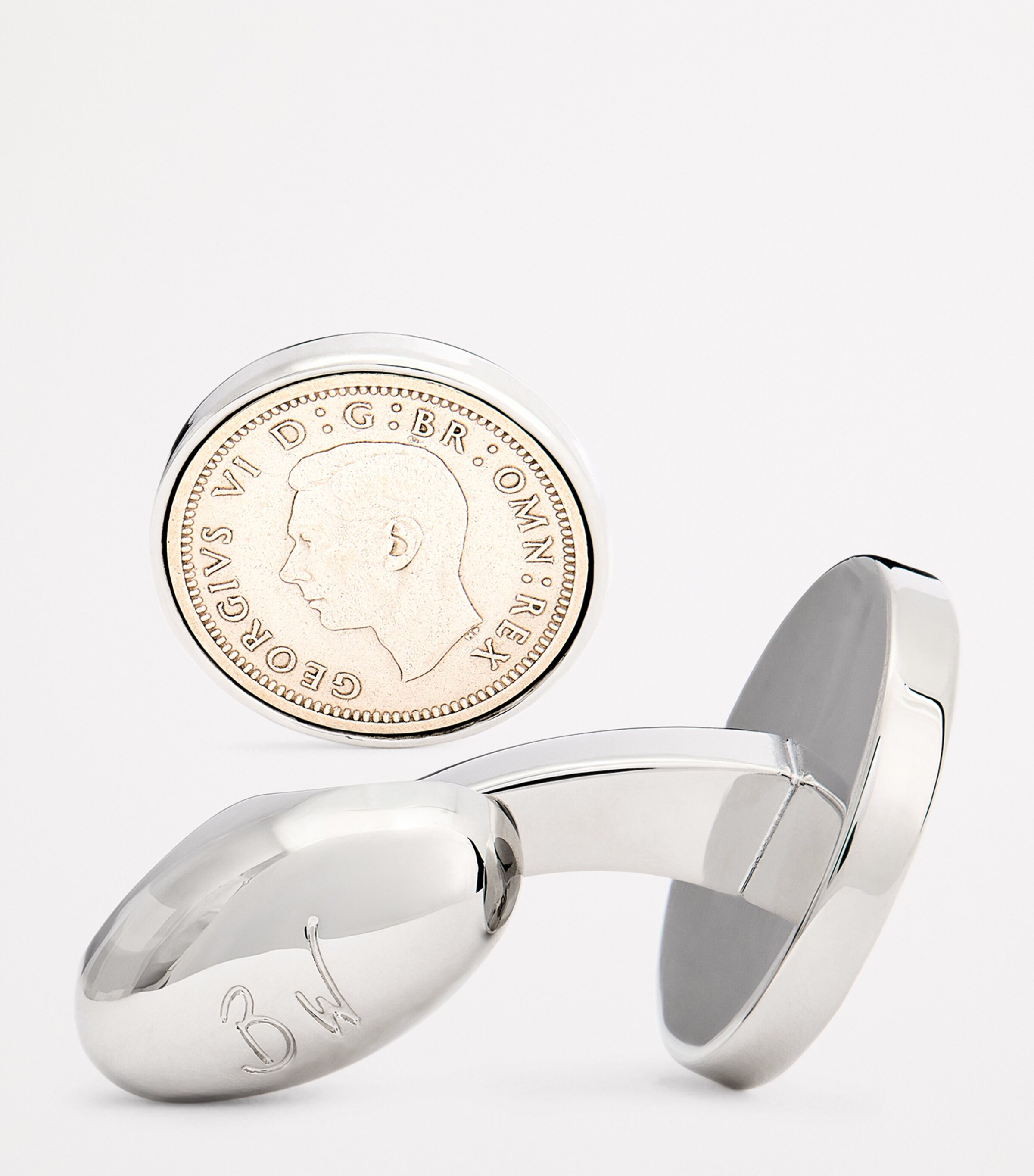 Babette Wasserman Rhodium-Plated Coin Cufflinks Silver Image 6
