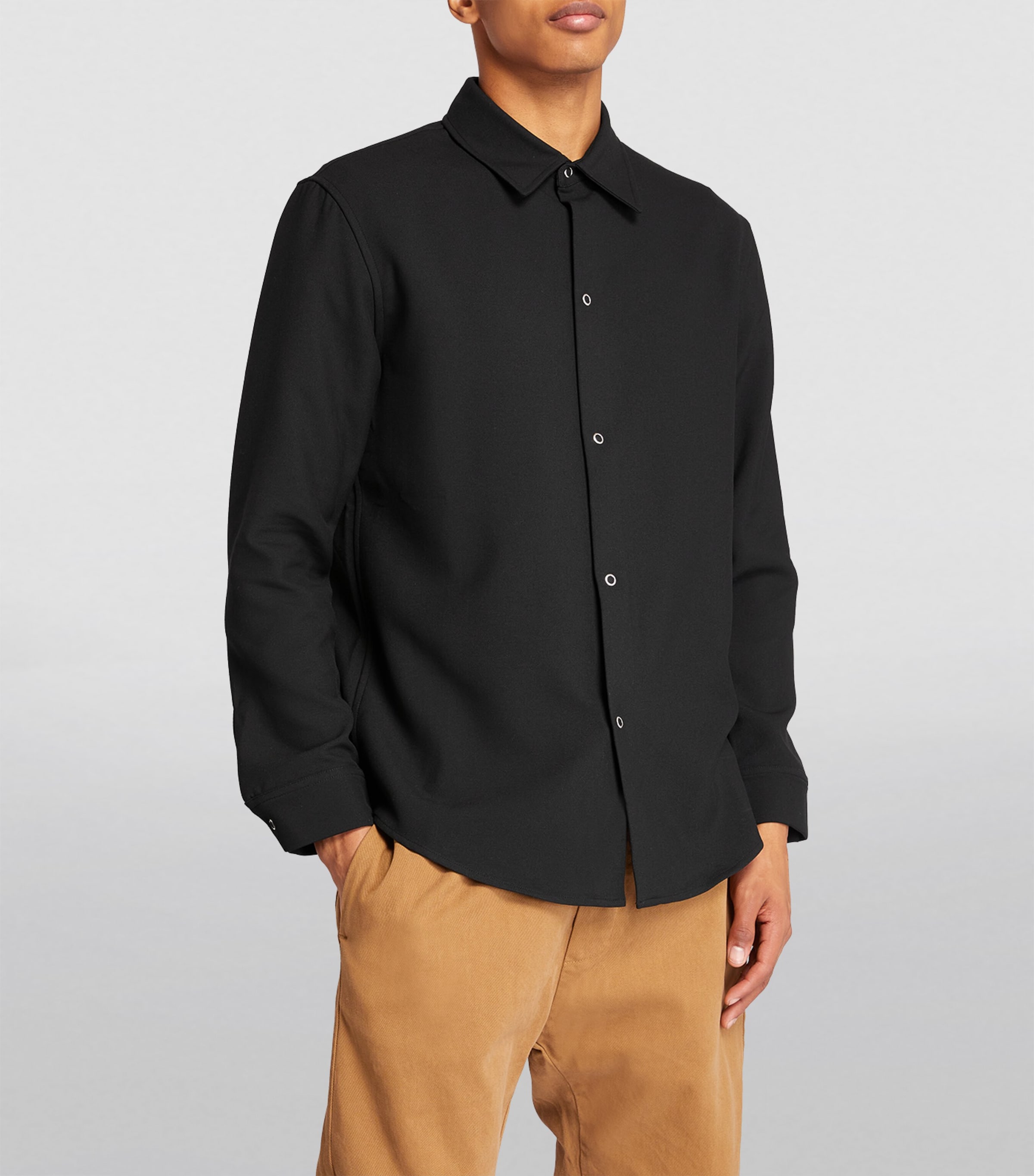 Long-Sleeve Press-Stud Shirt BLACK Image 3