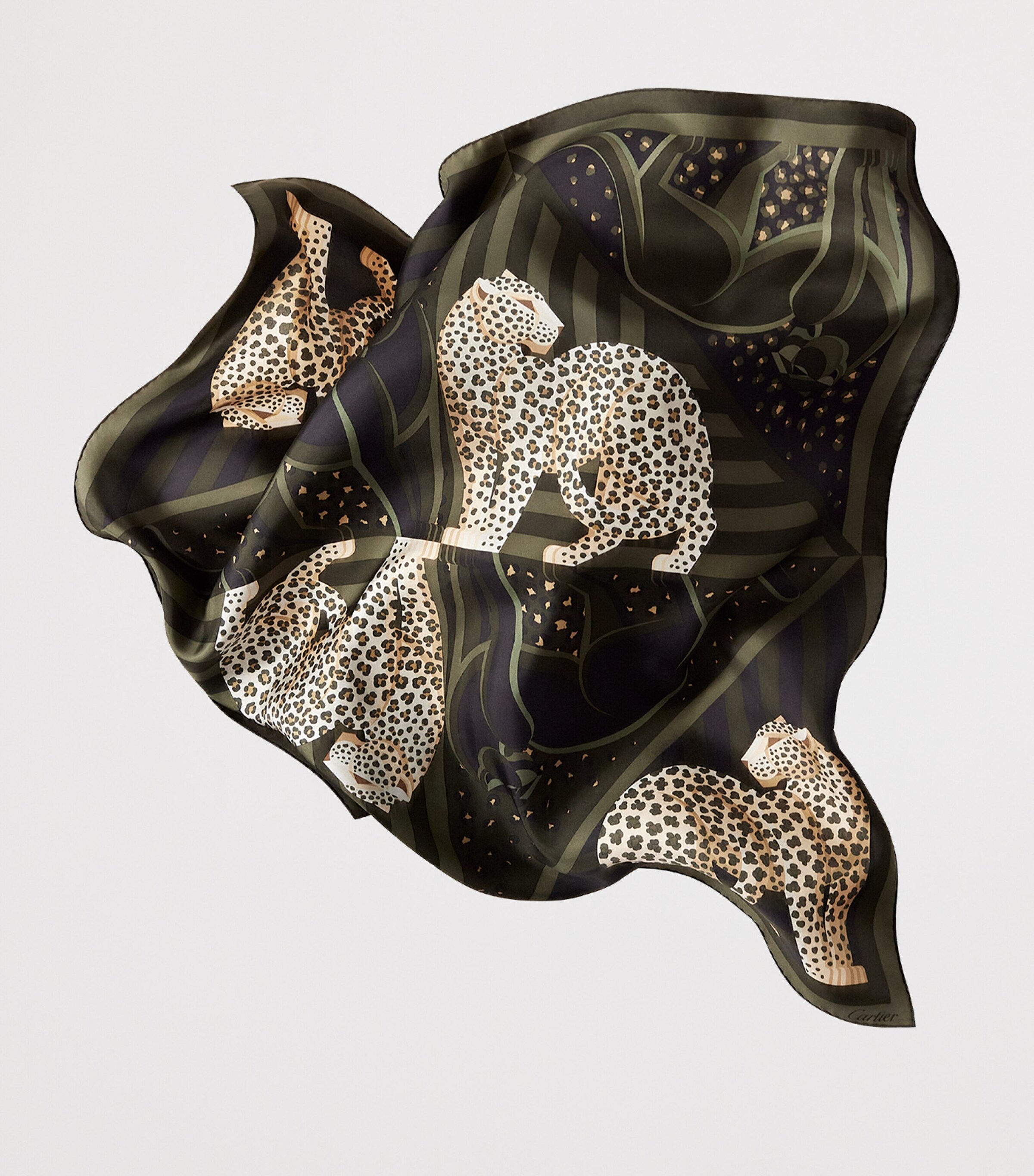 Cartier Silk Panthère Illusion Scarf Green Image 4