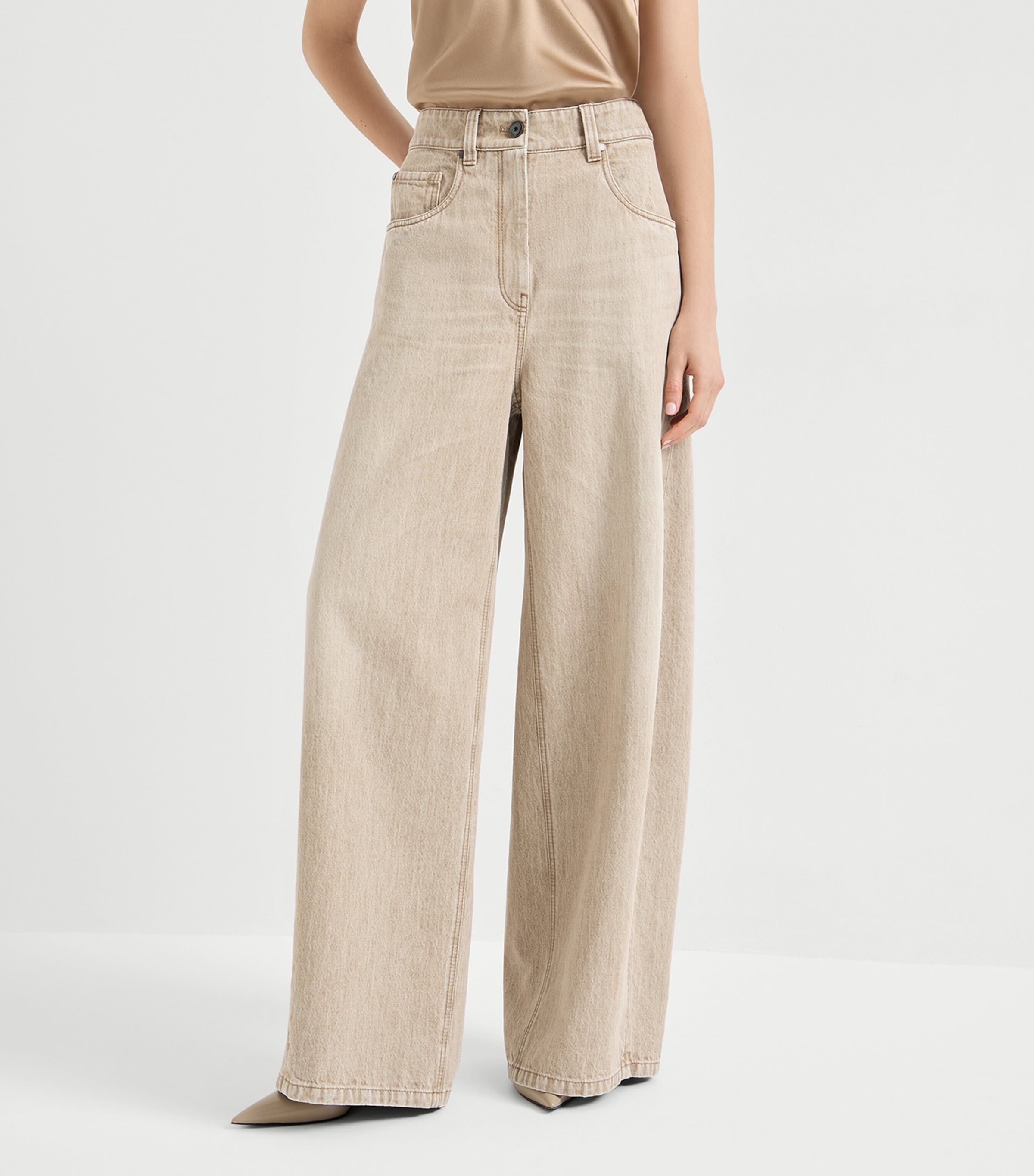 Brunello Cucinelli Womens Wide-Leg Jeans Image 3