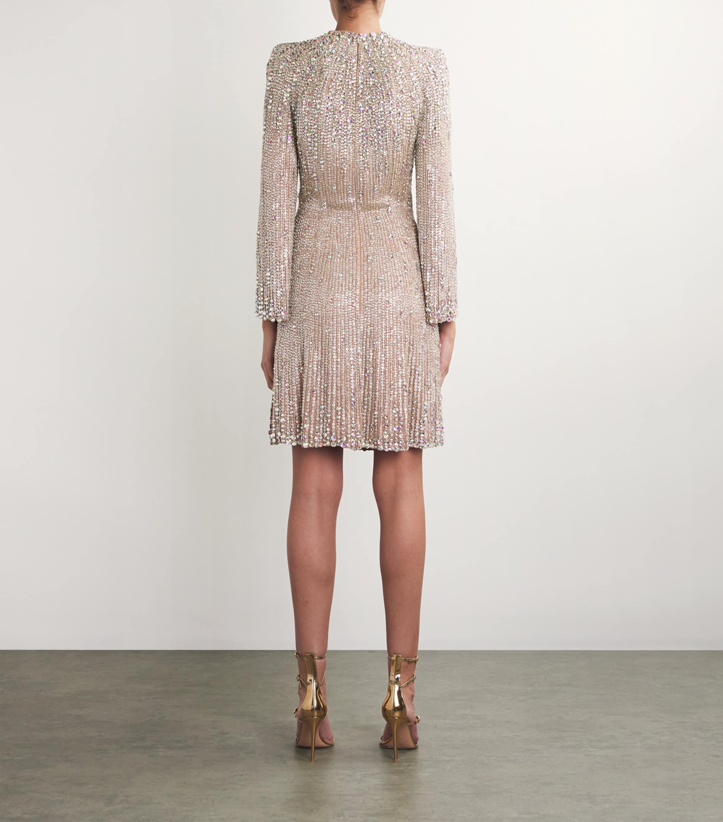 Jenny Packham Womens Crystal Crunch Paris Mini Dress Desert Sand Image 3