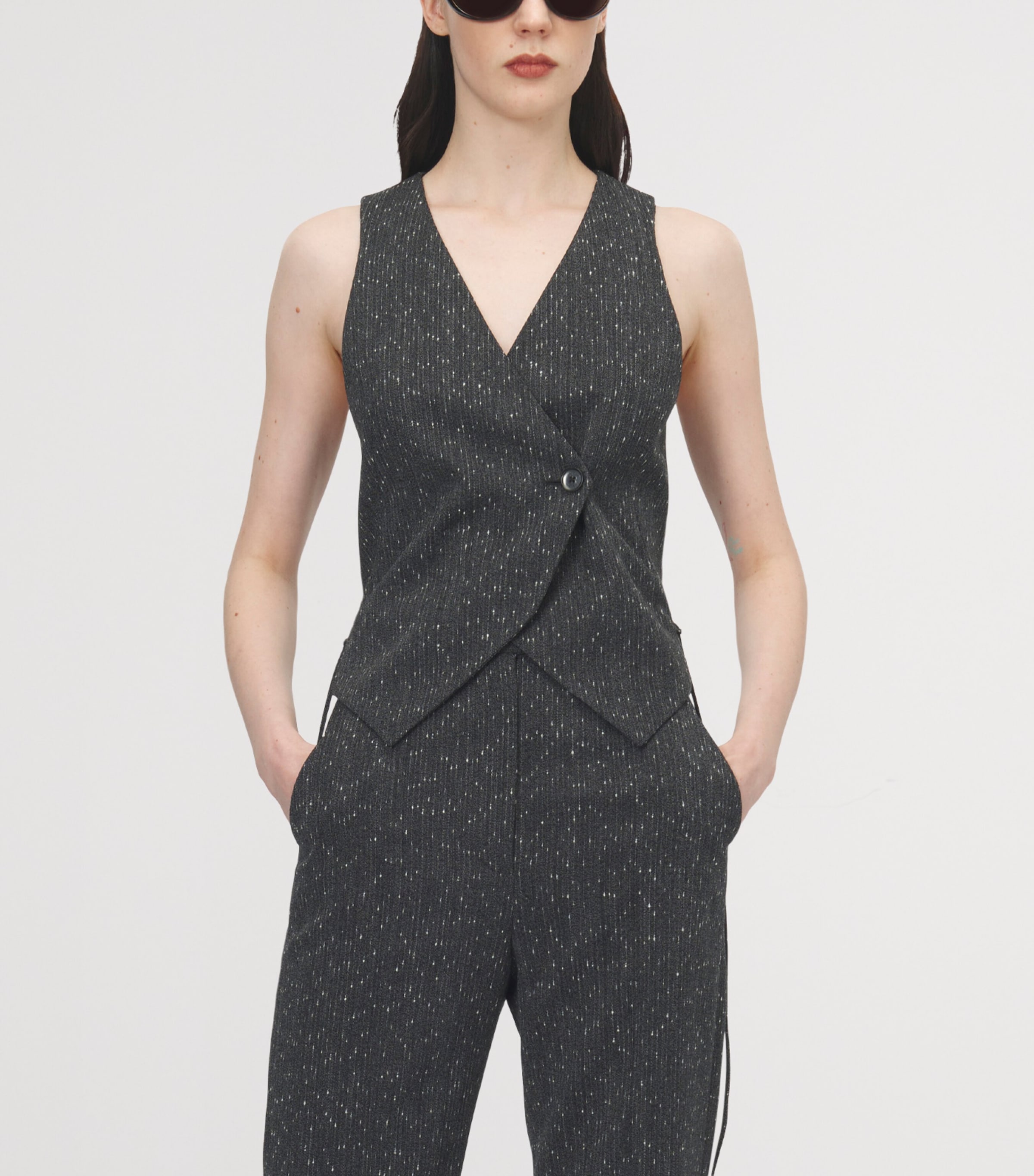 McQueen Womens Wool Pinstripe Corset Waistcoat Image 5