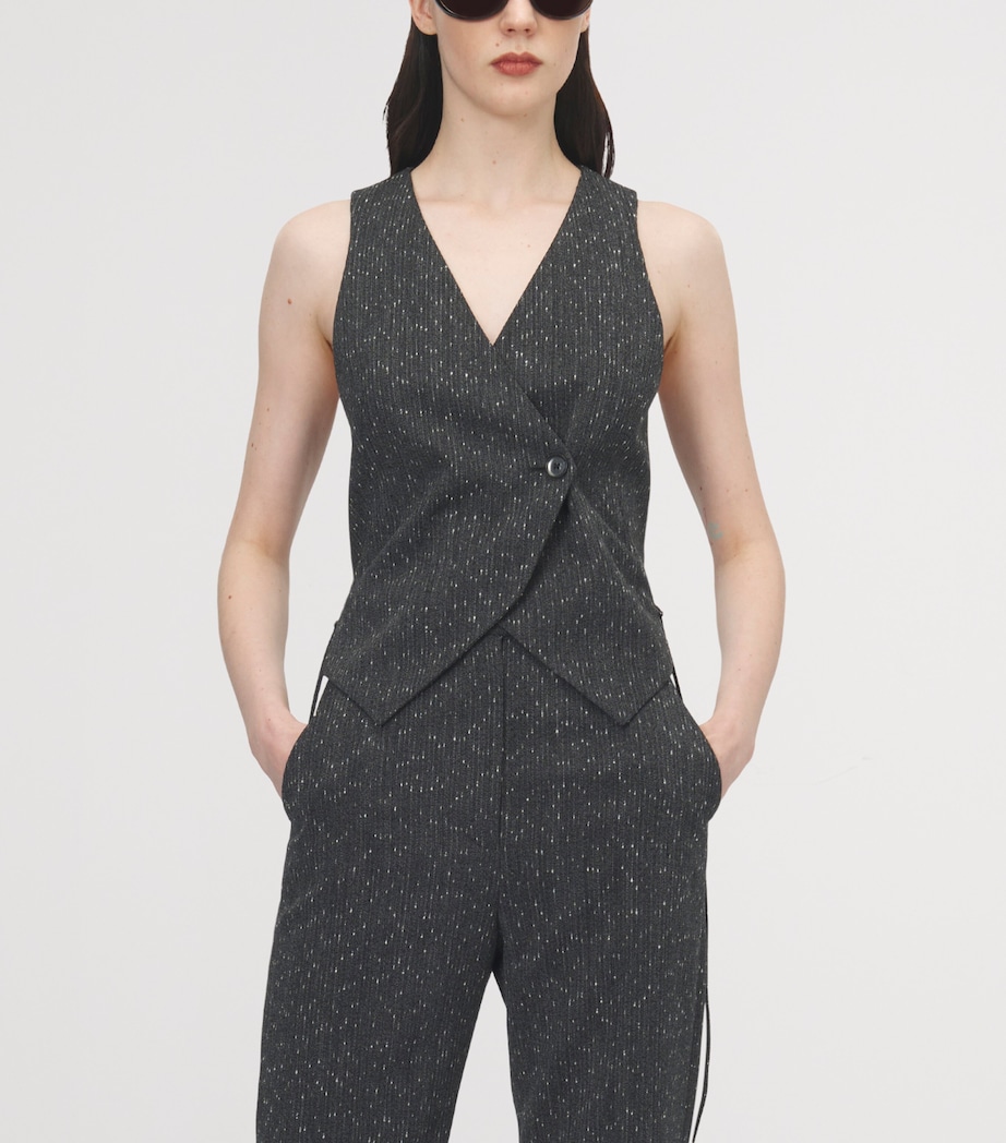 McQueen Womens Wool Pinstripe Corset Waistcoat Image 5