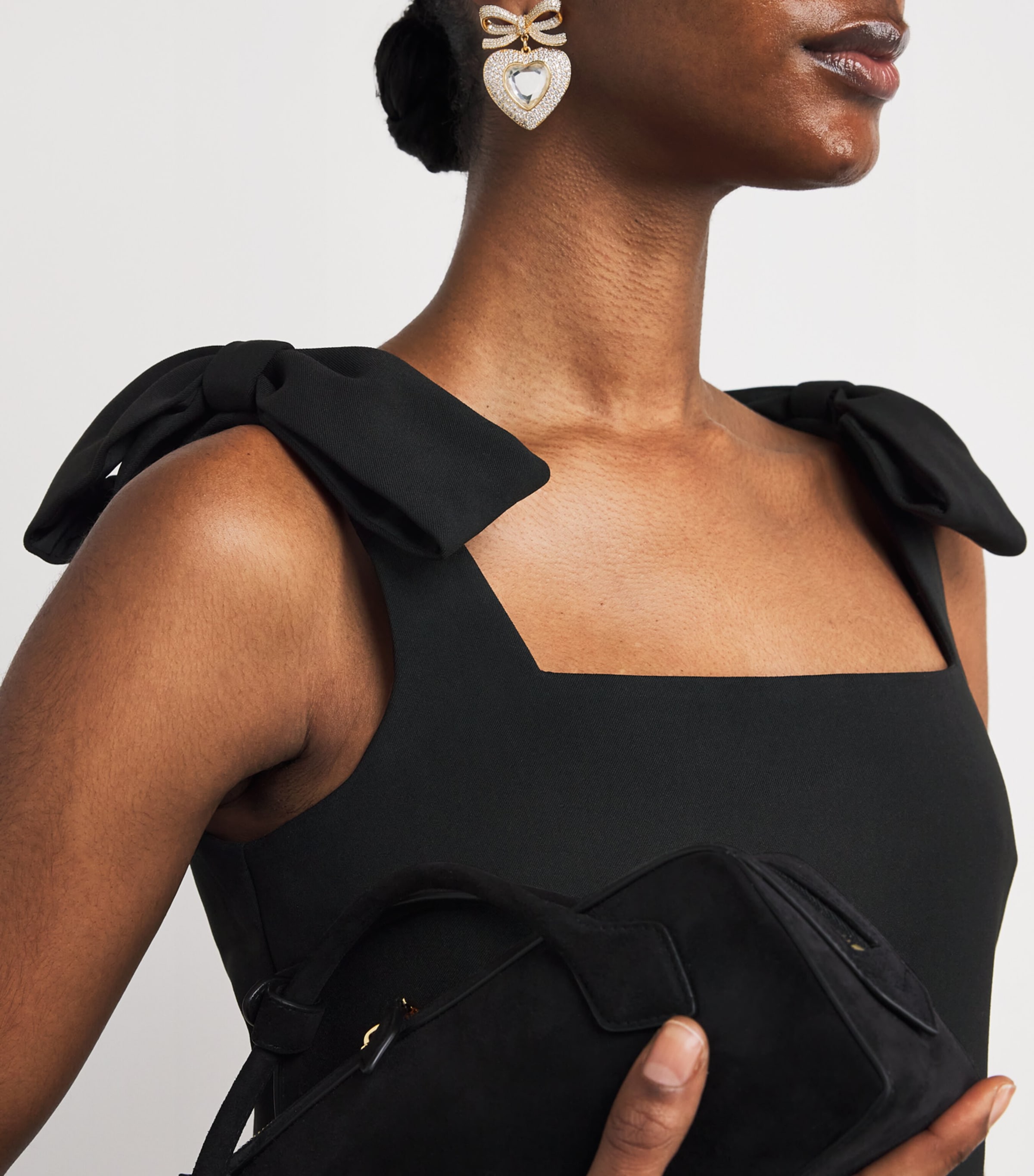 Crepe 3D Flower Mini Dress BLACK Image 4