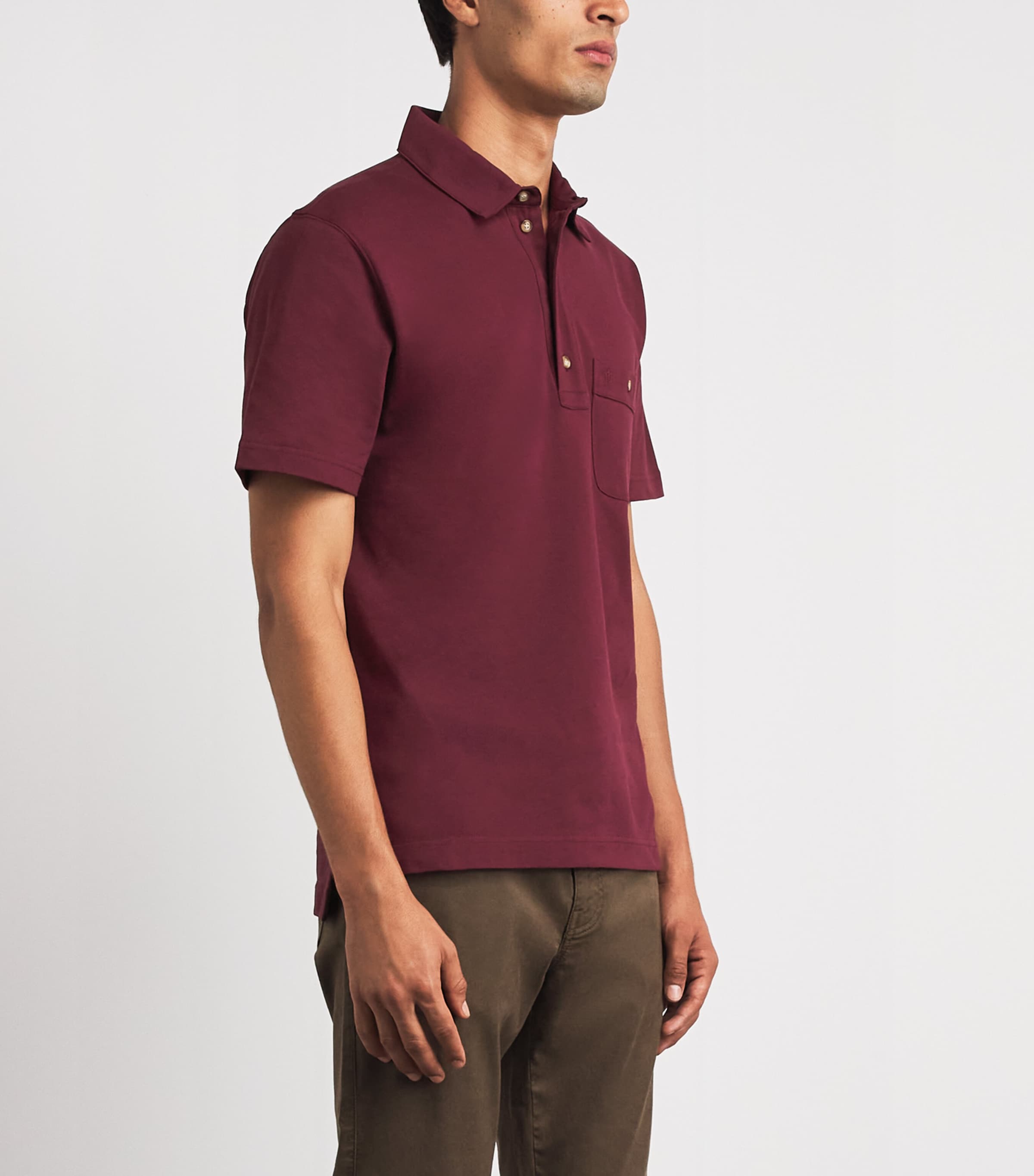 Purdey Mens Cotton Chest Pocket Polo Shirt Aur Image 4