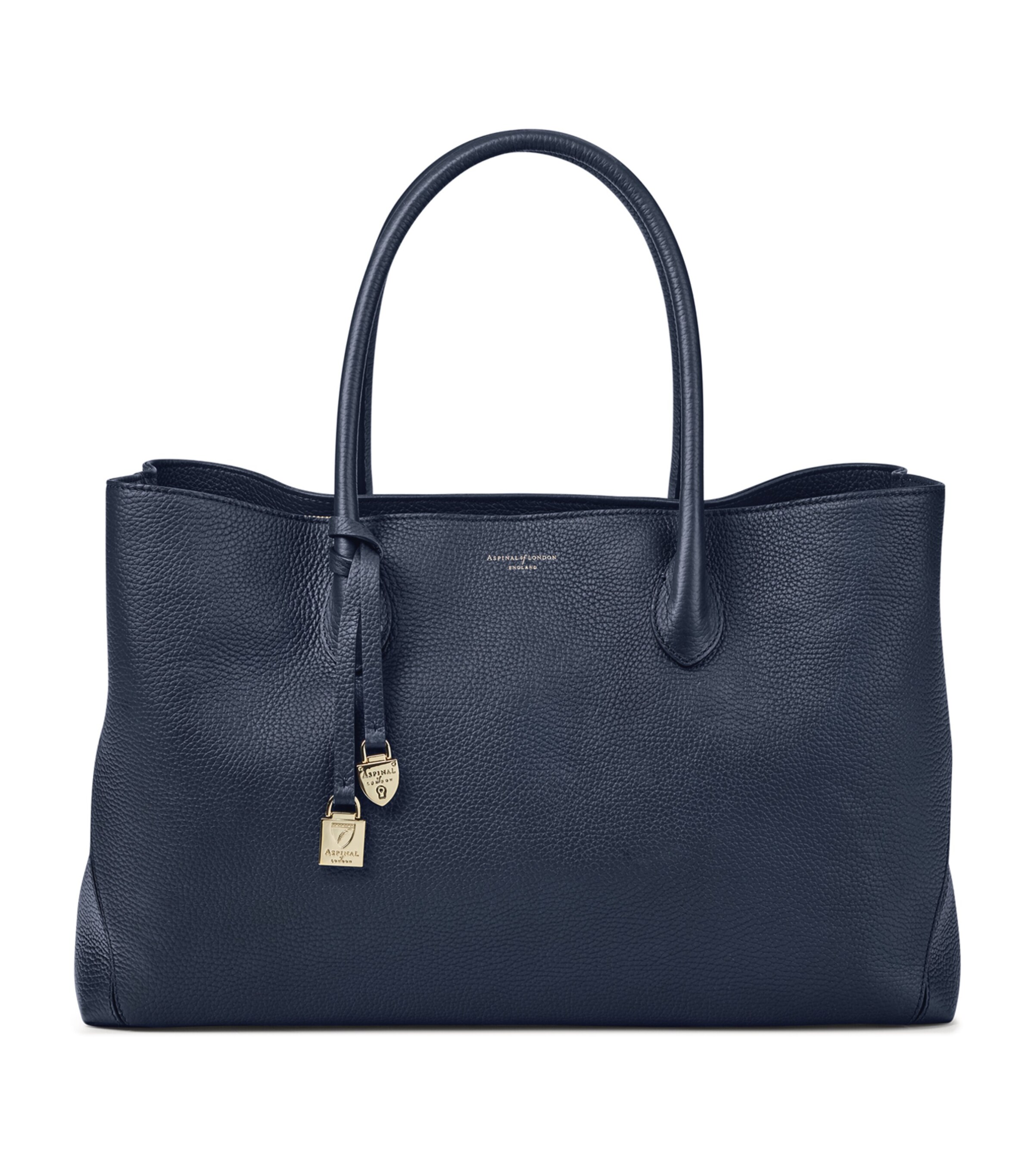 Aspinal Of London Leather London Tote Bag Navy Image 4