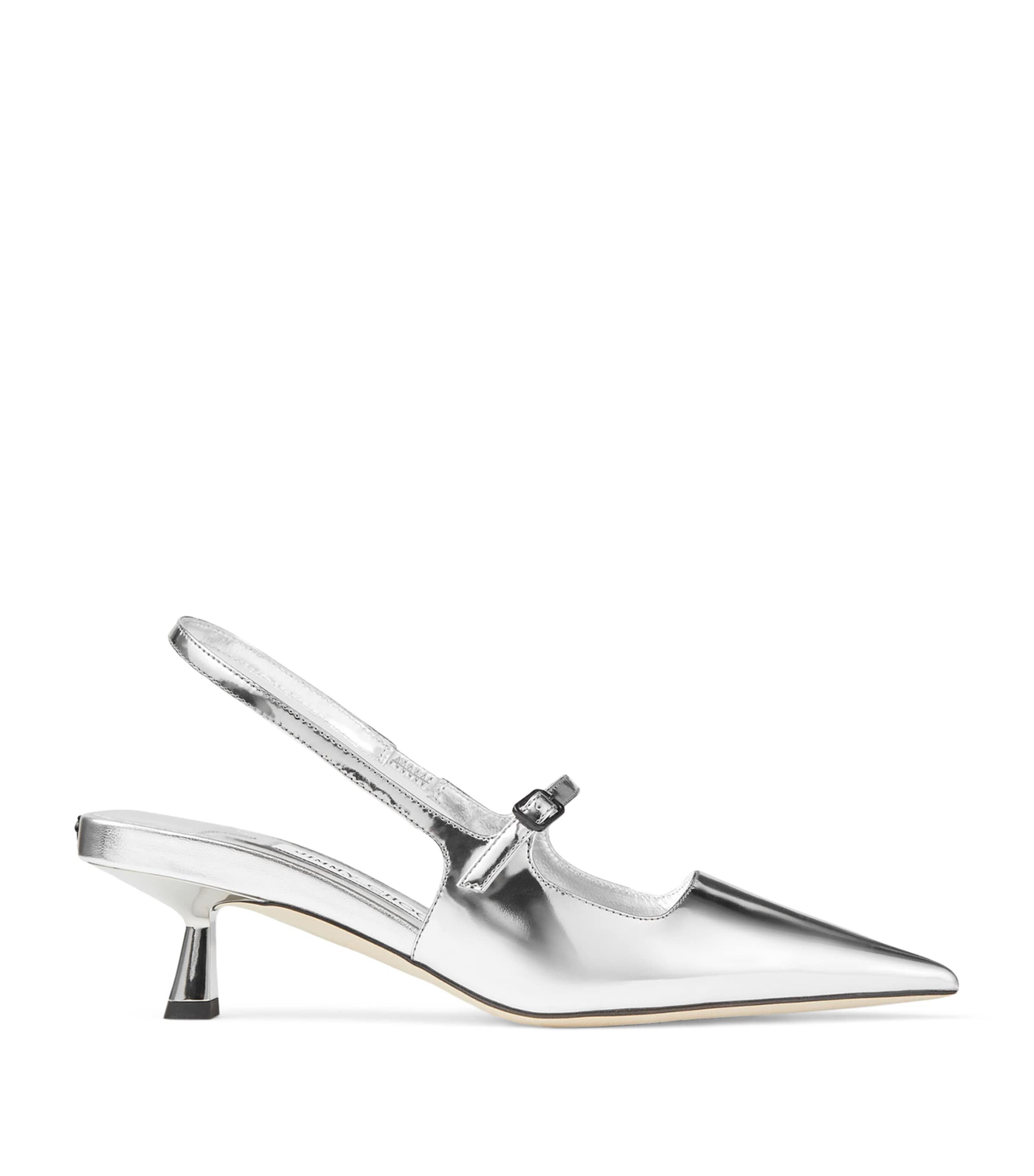 Shop Jimmy Choo Didi 45 Leather Slingback Pumps In Silver