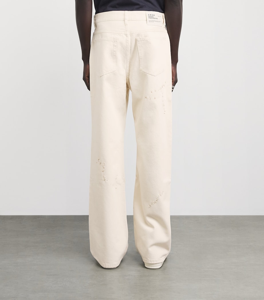 DOMREBEL Mens Jerk Bootcut Jeans Beige Image 5