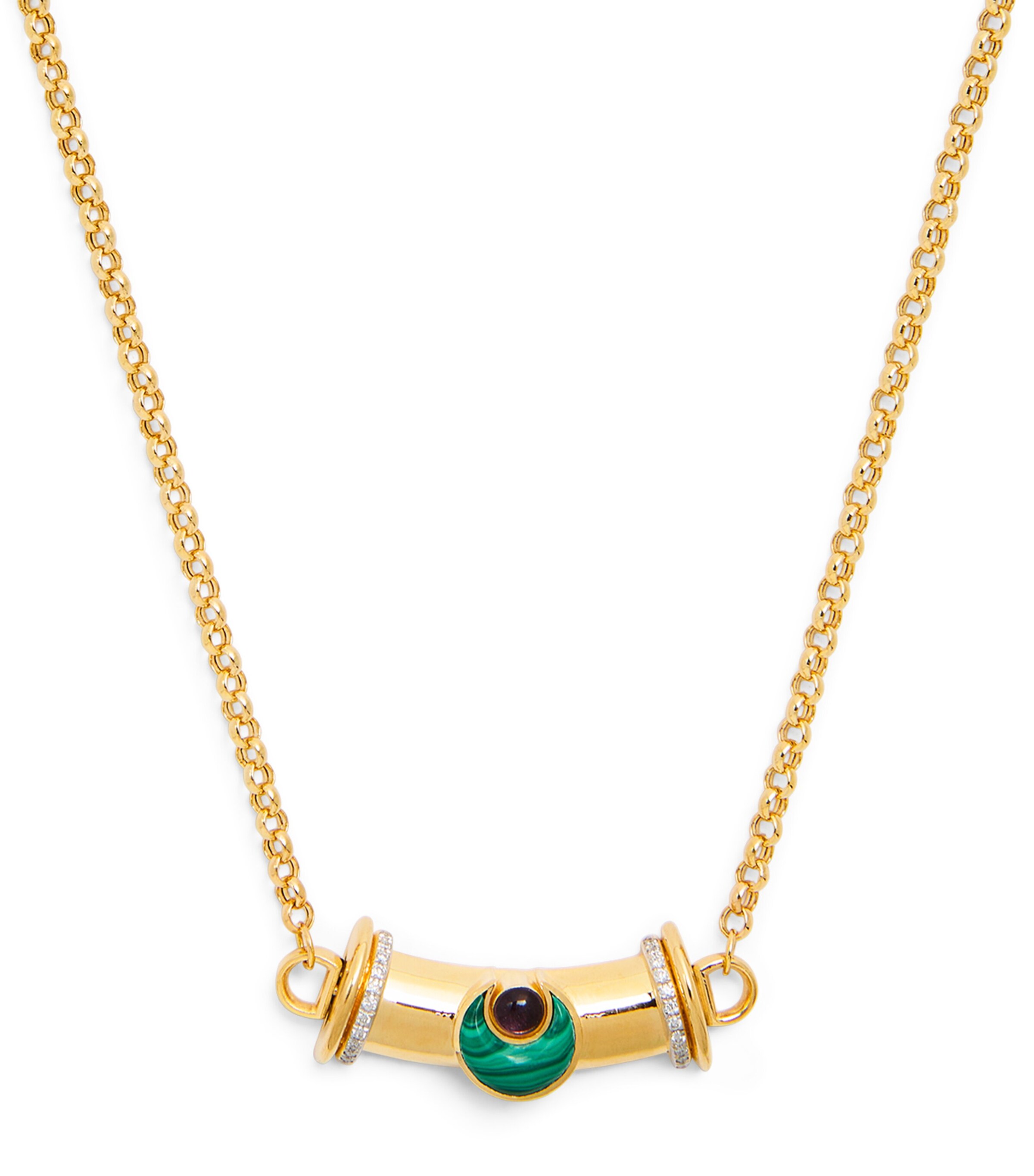 L'ATELIER NAWBAR Yellow Gold, Diamond and Mixed Stone Lot N*91 Warrior Moon Necklace Yellow Gold Image 1